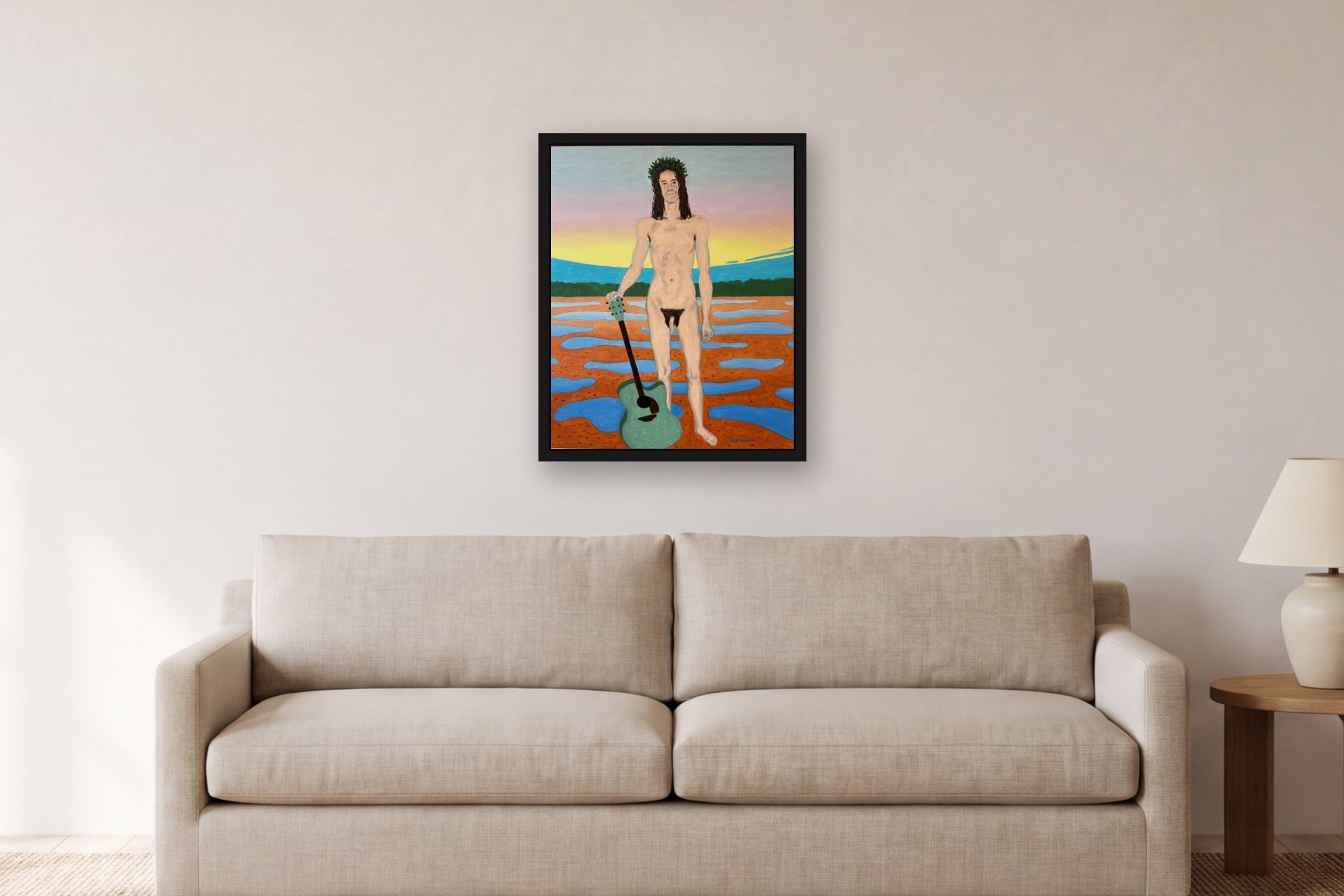 Untitled by Bill Sullivan, hanging above a sofa in a living room