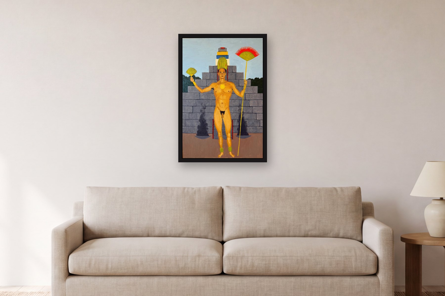 Untitled by Bill Sullivan, hanging above a sofa in a living room