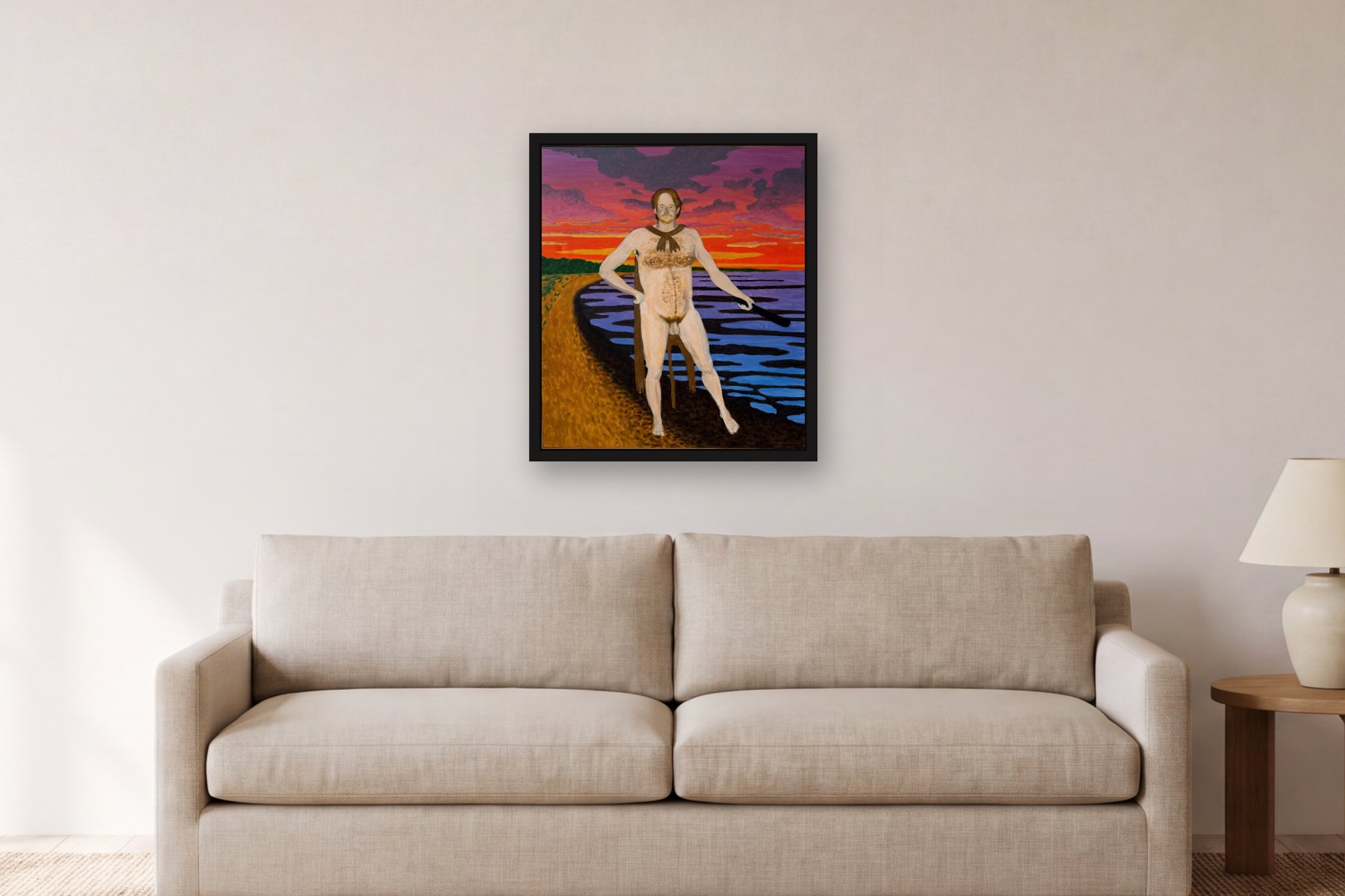 Untitled by Bill Sullivan, hanging above a sofa in a living room