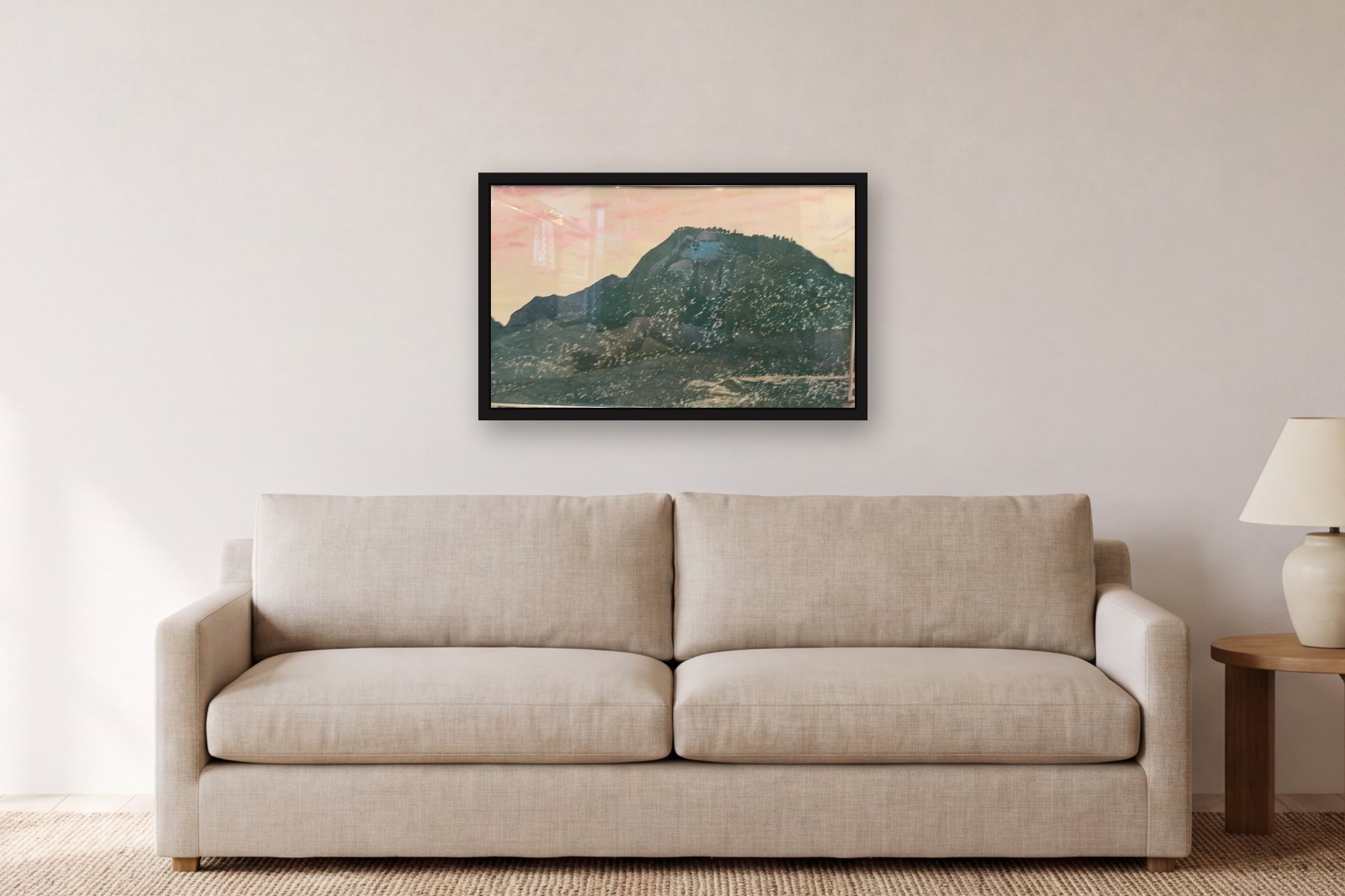 Untitled by Bill Sullivan, hanging above a sofa in a living room