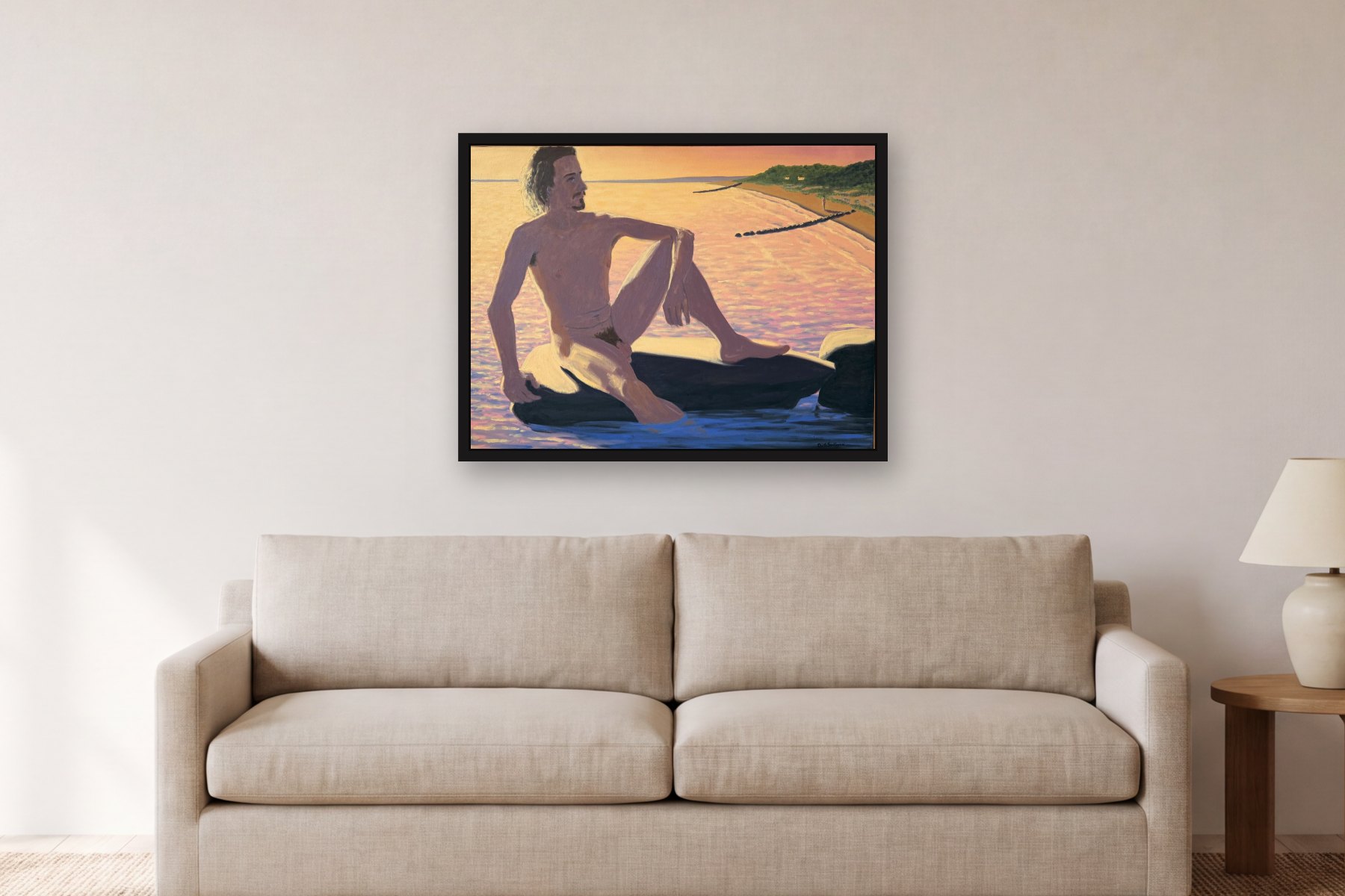 Untitled by Bill Sullivan, hanging above a sofa in a living room