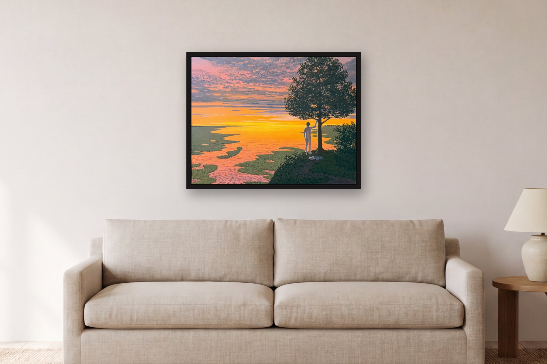 Untitled by Bill Sullivan, hanging above a sofa in a living room
