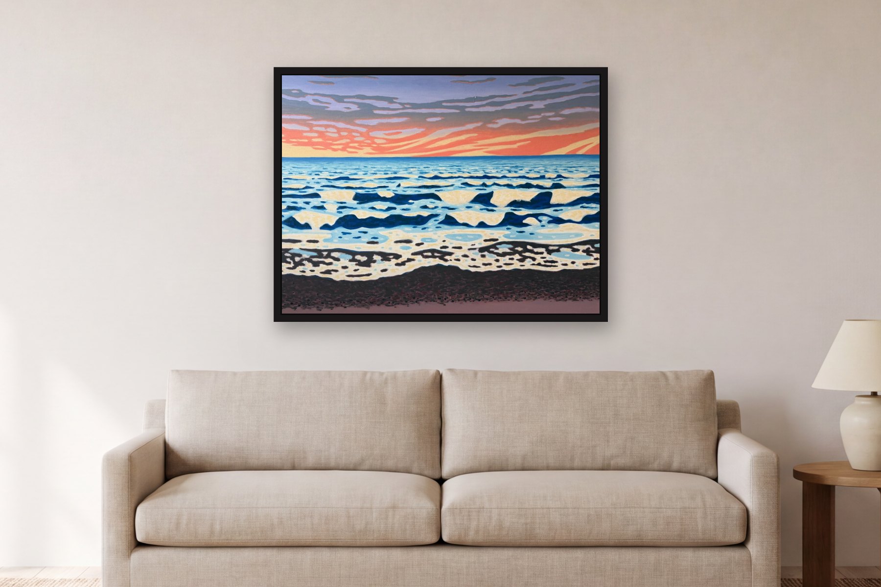 Untitled by Bill Sullivan, hanging above a sofa in a living room