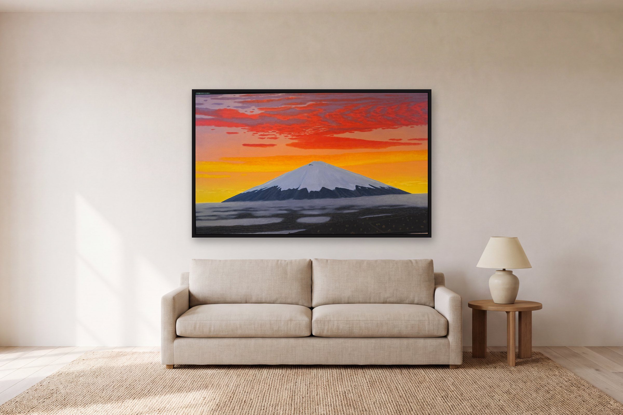 Cotopaxi by Bill Sullivan, hanging above a sofa in a living room
