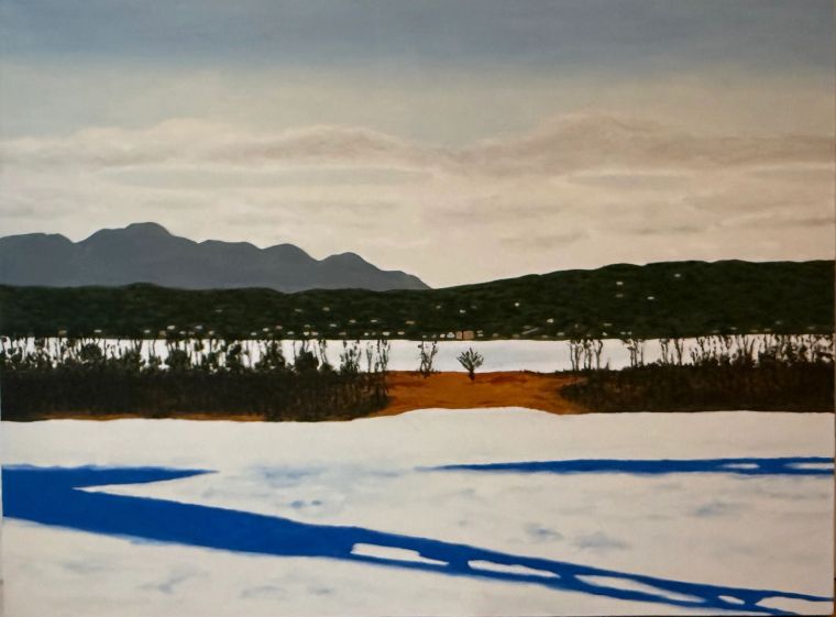 Athens from Hudson in Winter, Oil on canvas, Bill Sullivan