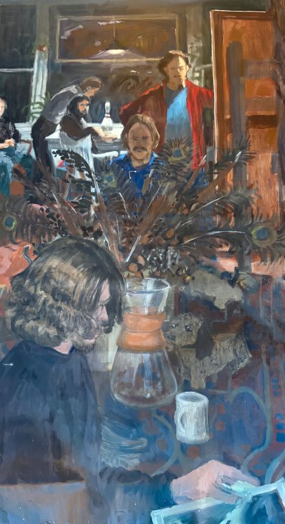 Cafe, óleo sobre lienzo, Bill Sullivan