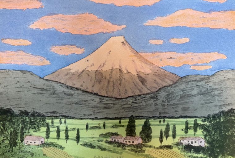 Cotopaxi, 2/25, Lithograph, pencil and wash watercolor, Bill Sullivan