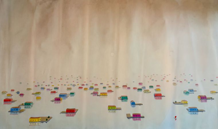 Floating Village, Oil on canvas, Bill Sullivan