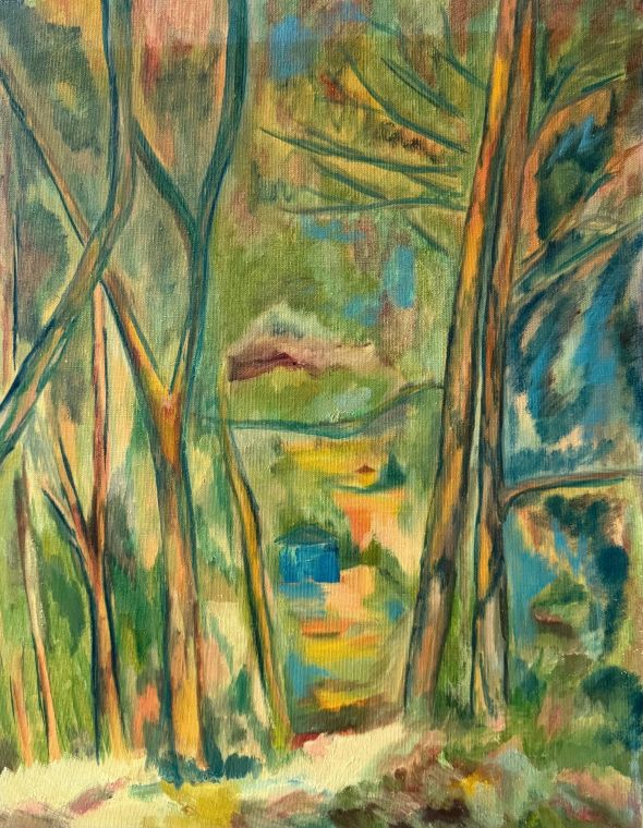 House in Woods, Oil on canvas, Artist not recorded