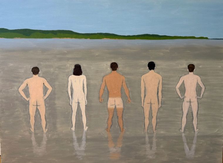 Men on the Beach, Oil on canvas, Bill Sullivan
