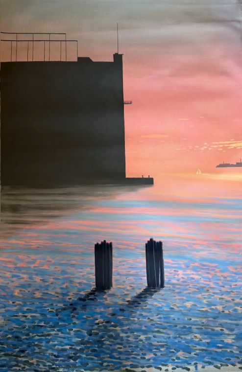 Old Pier in New York, Oil on canvas, Bill Sullivan