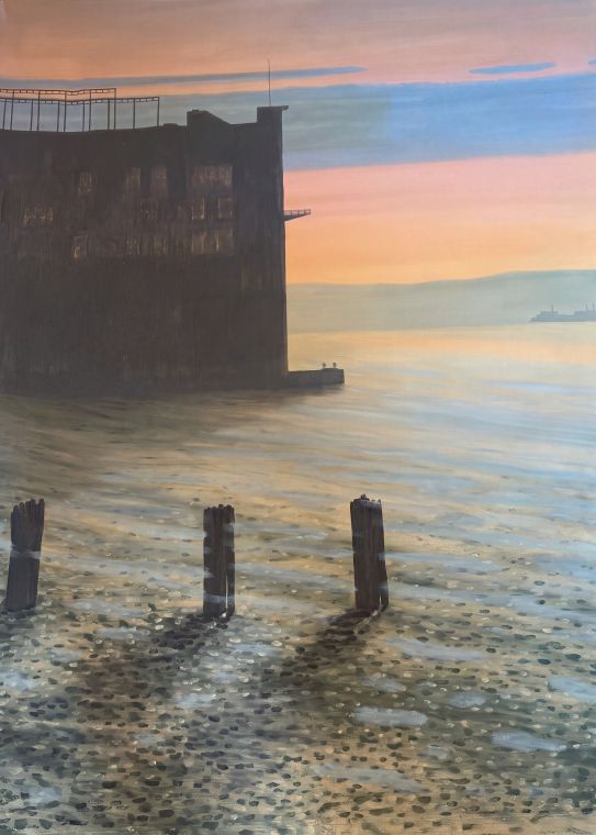 Old Pier in New York, Oil on canvas, Bill Sullivan