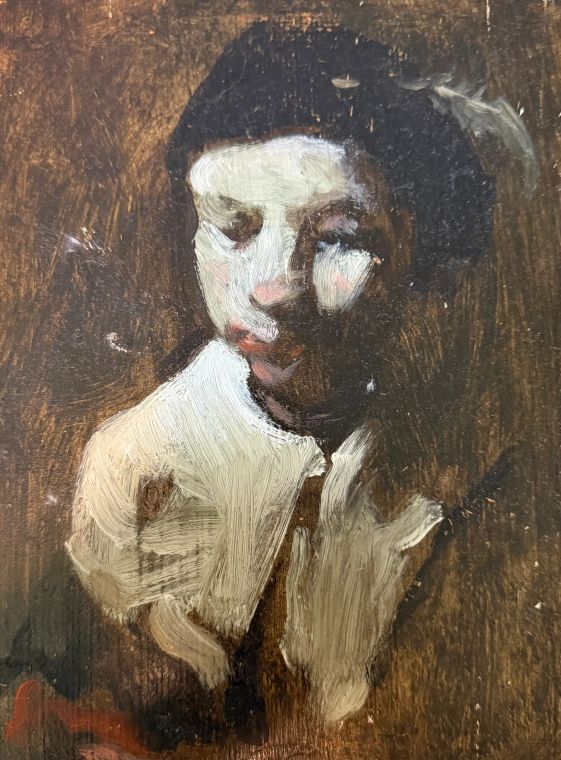 Sad Clown, Oil on board, Jainey Neighbors