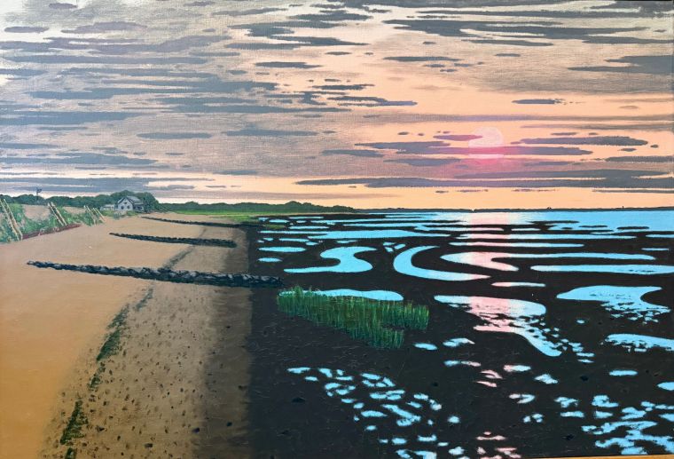 Low Tide at Sunset, Oil on canvas, Bill Sullivan