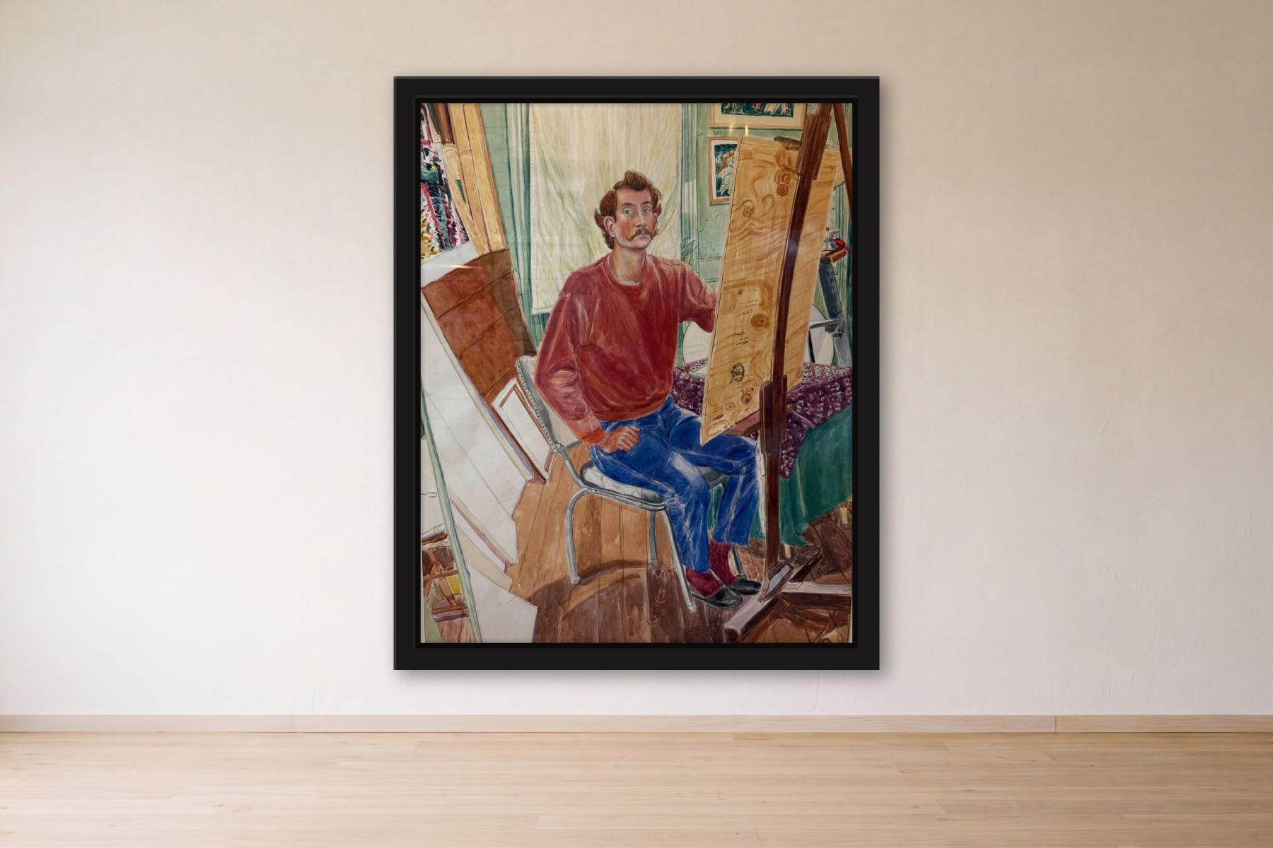 Artist by Togias Mostel, framed on a gallery wall