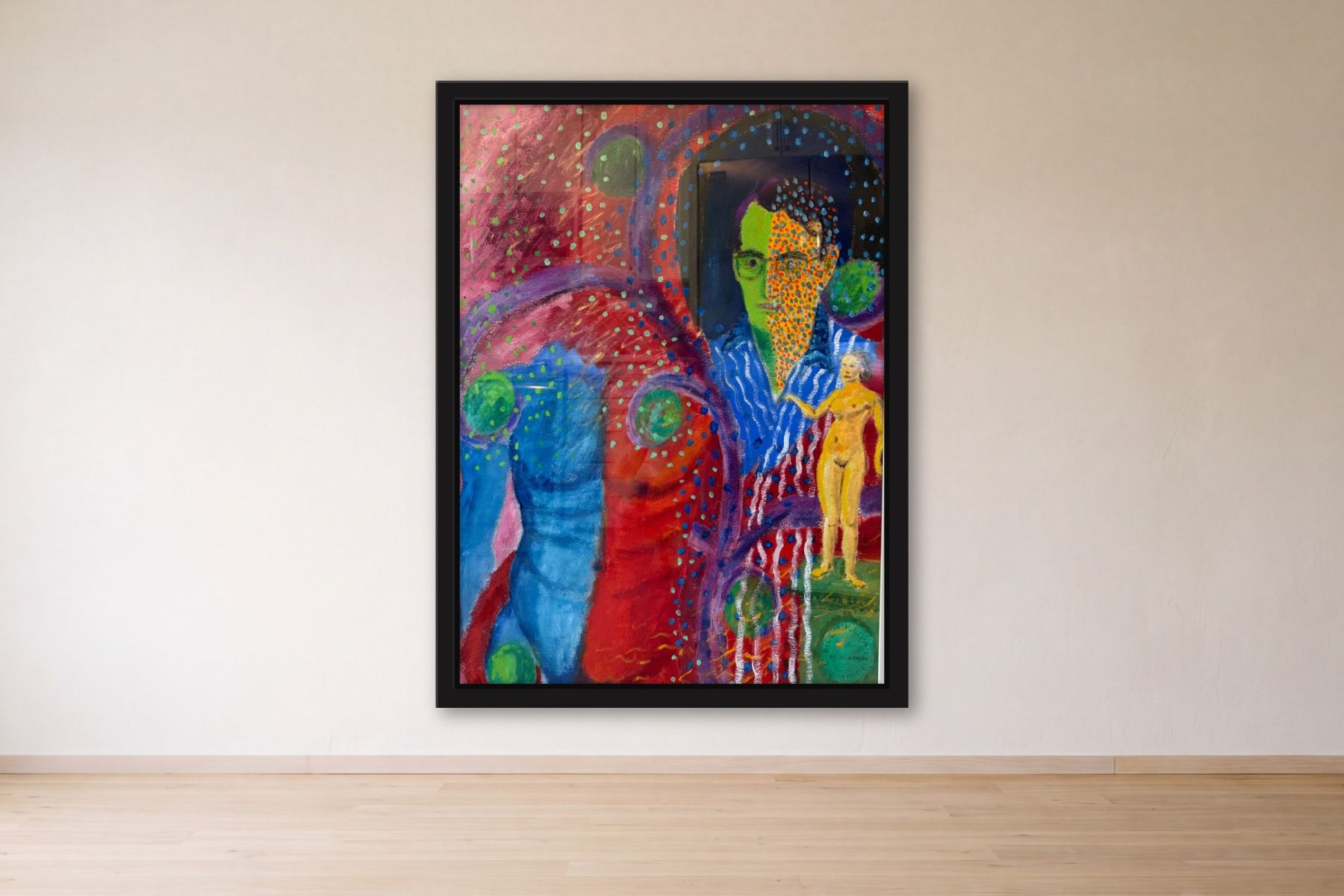 Bill by Togias Mostel, framed on a gallery wall