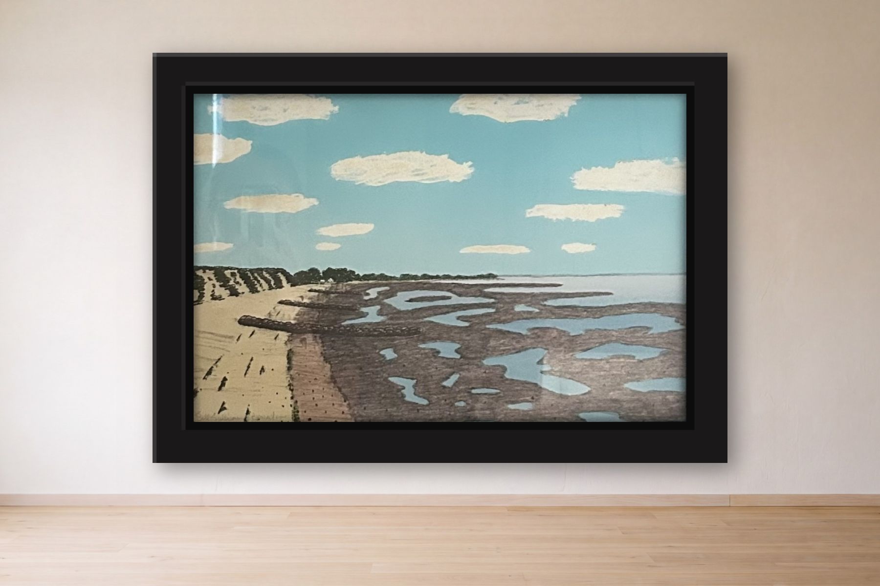 Brewster Beach Day by Bill Sullivan, framed on a gallery wall