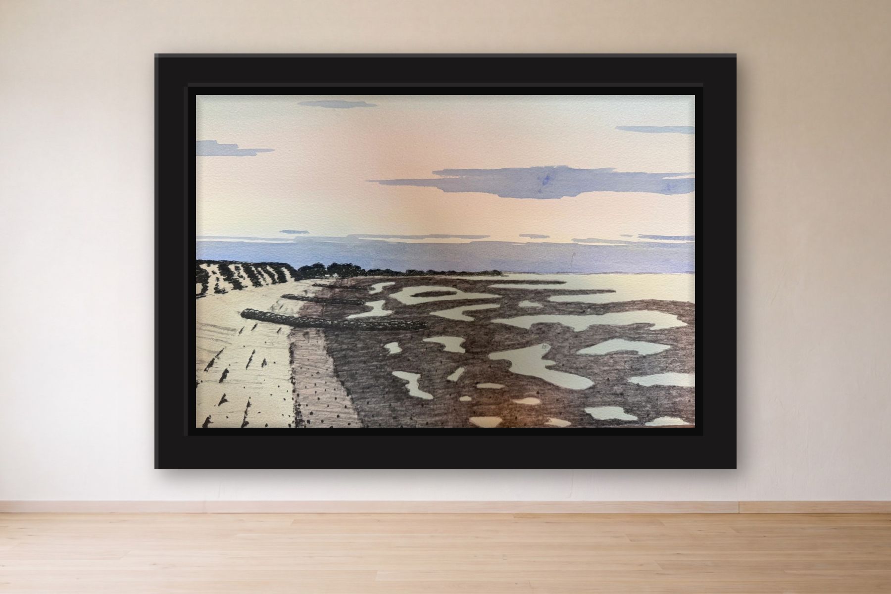 Brewster Flats by Bill Sullivan, framed on a gallery wall