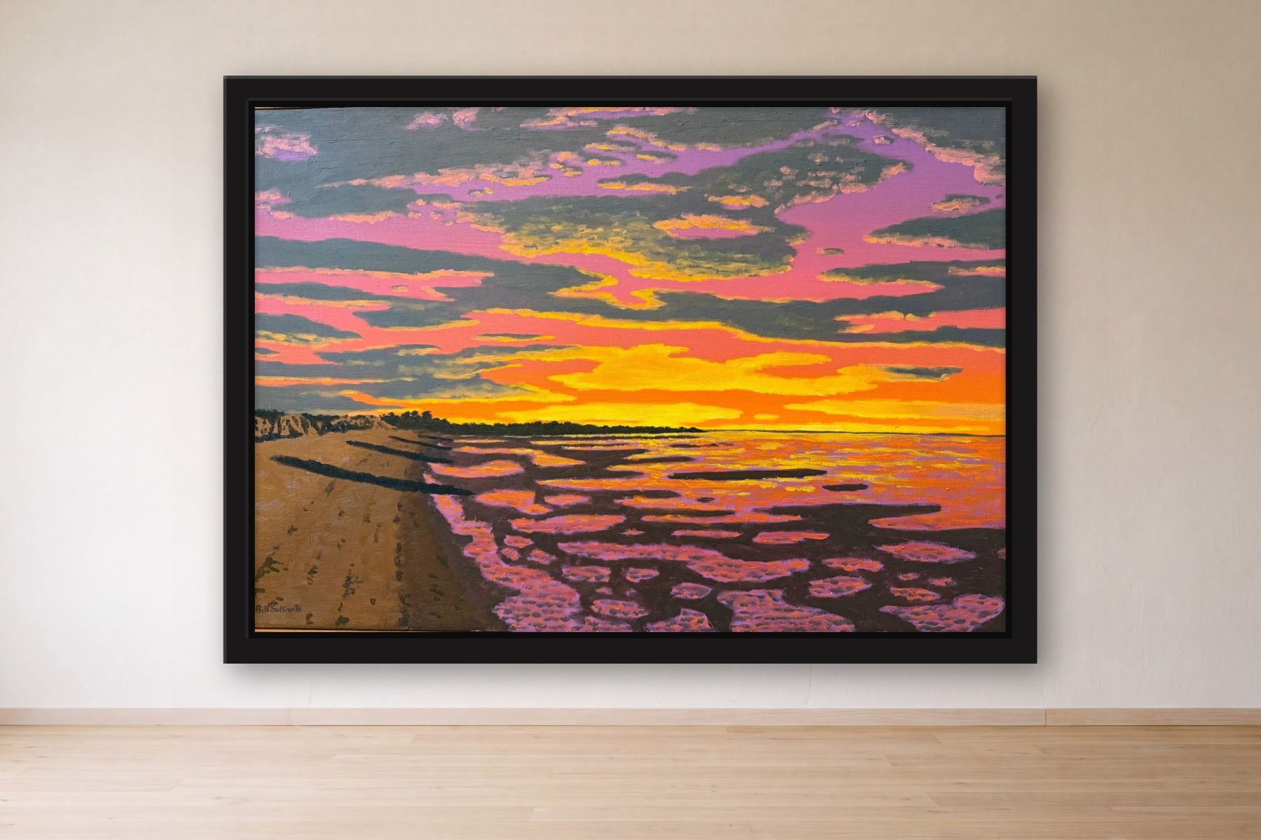 Brewster Flats at Sunset by Bill Sullivan, framed on a gallery wall