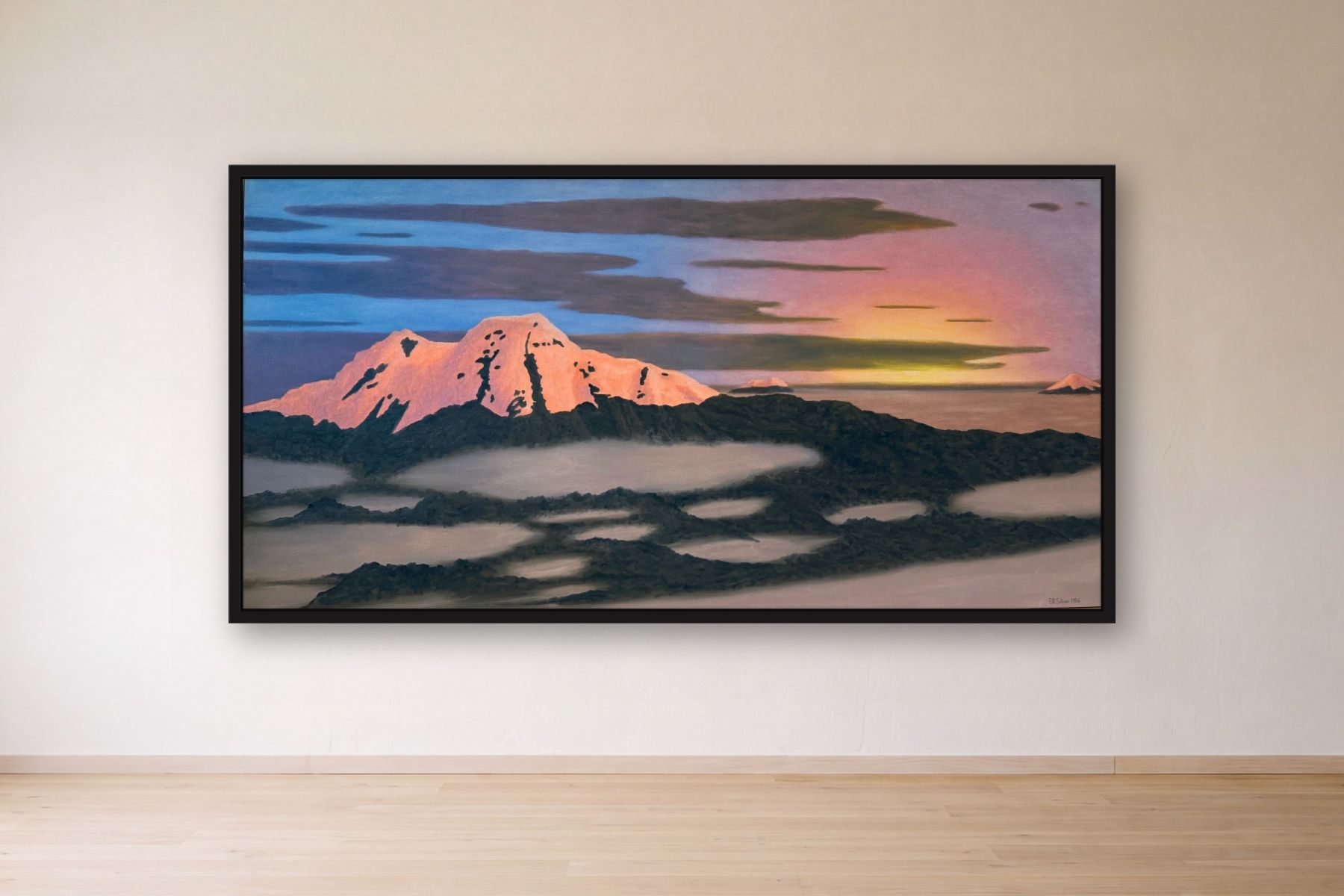 Cayambe by Bill Sullivan, framed on a gallery wall
