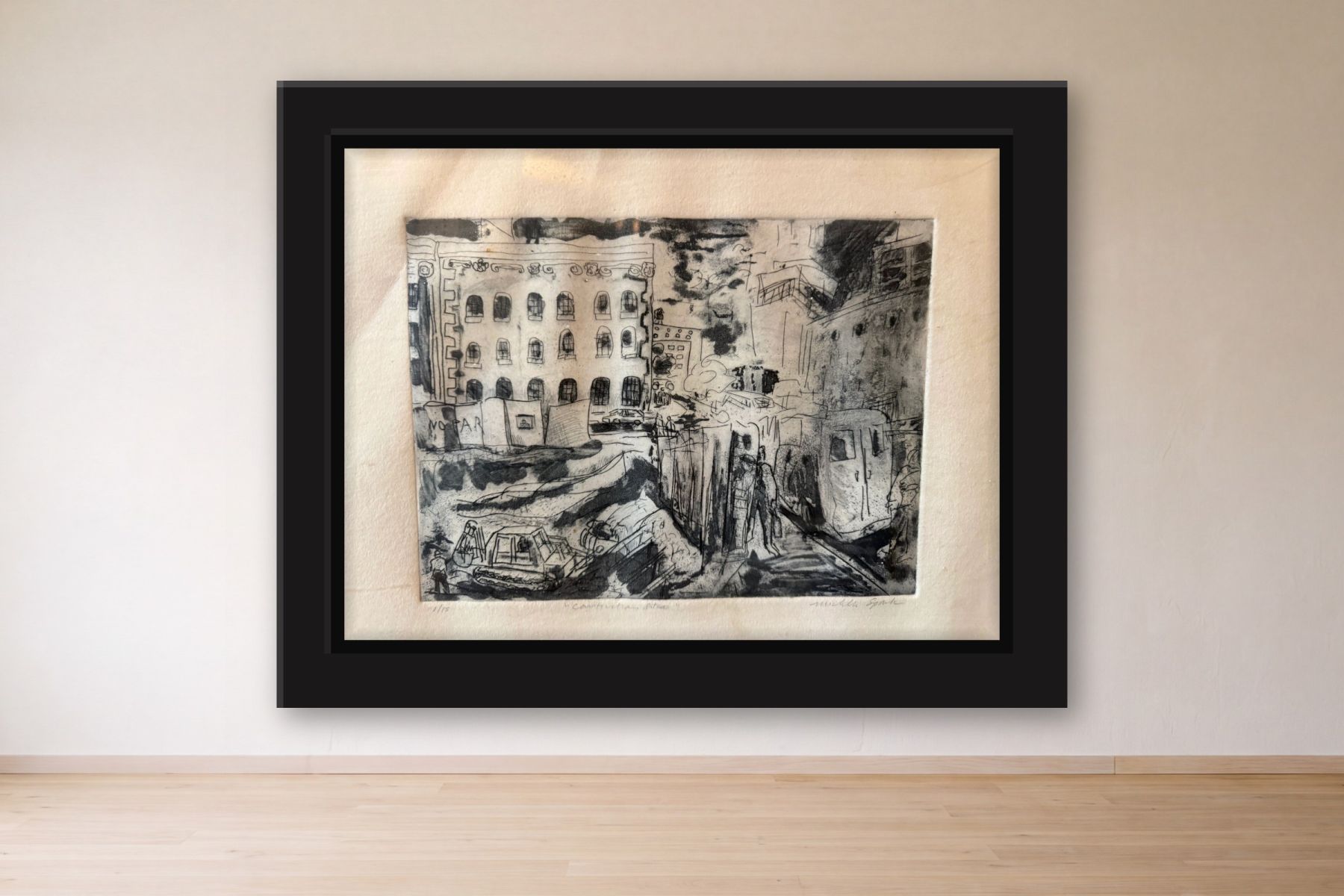 Construction Site by Michelle Spark, framed on a gallery wall