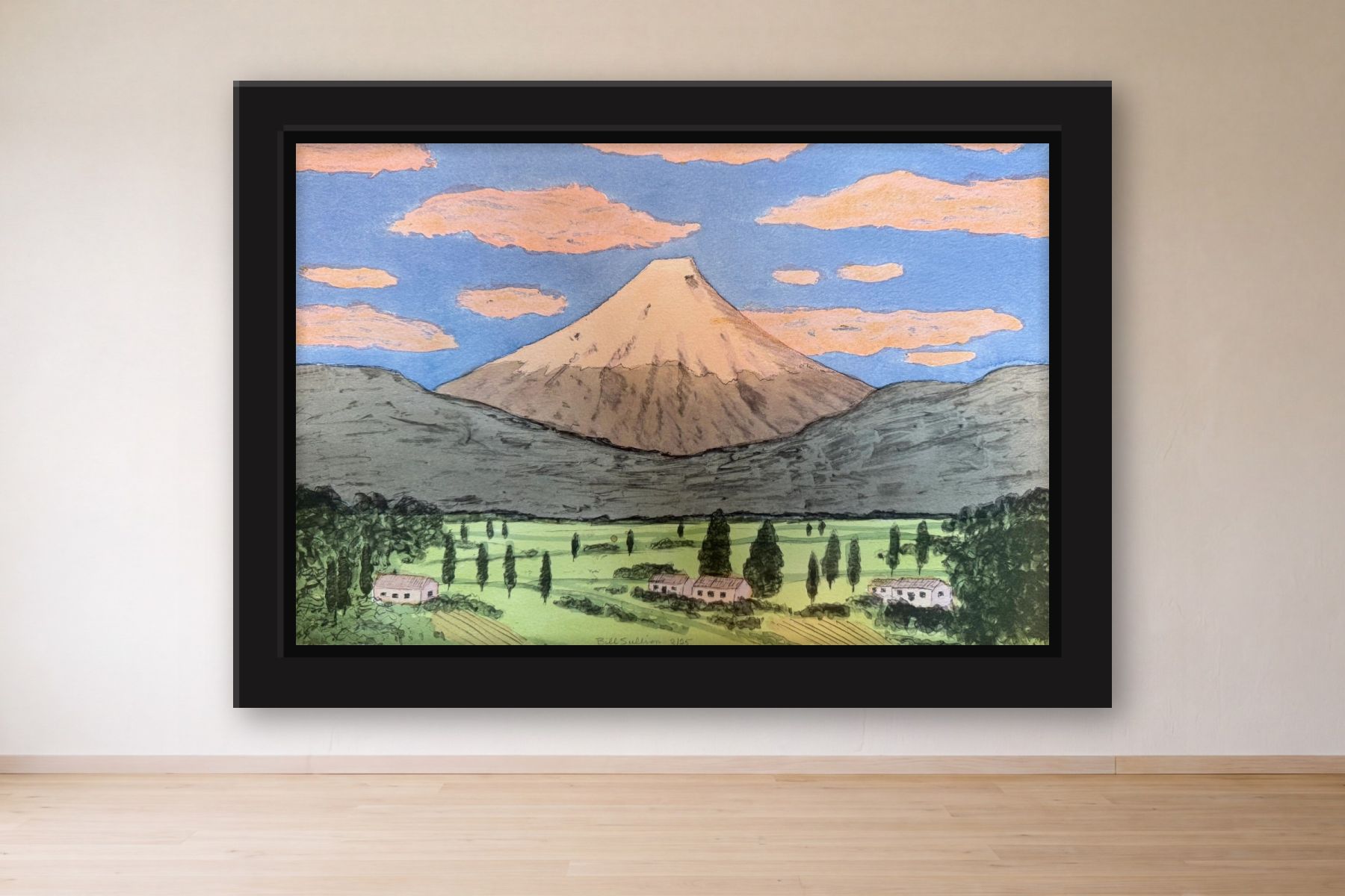 Cotopaxi, 2/25 by Bill Sullivan, framed on a gallery wall