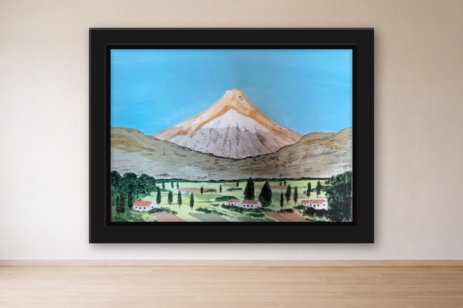 Cotopaxi, unnumbered/25 by Bill Sullivan, framed on a gallery wall