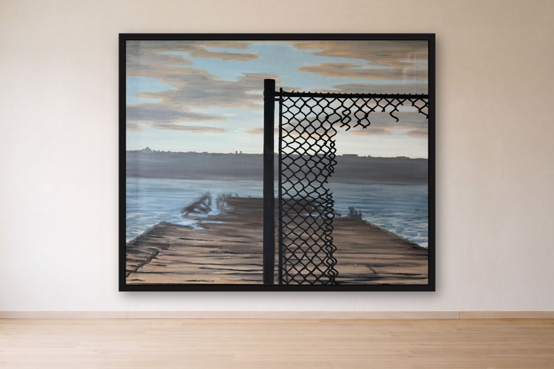 Dock by Bill Sullivan, framed on a gallery wall