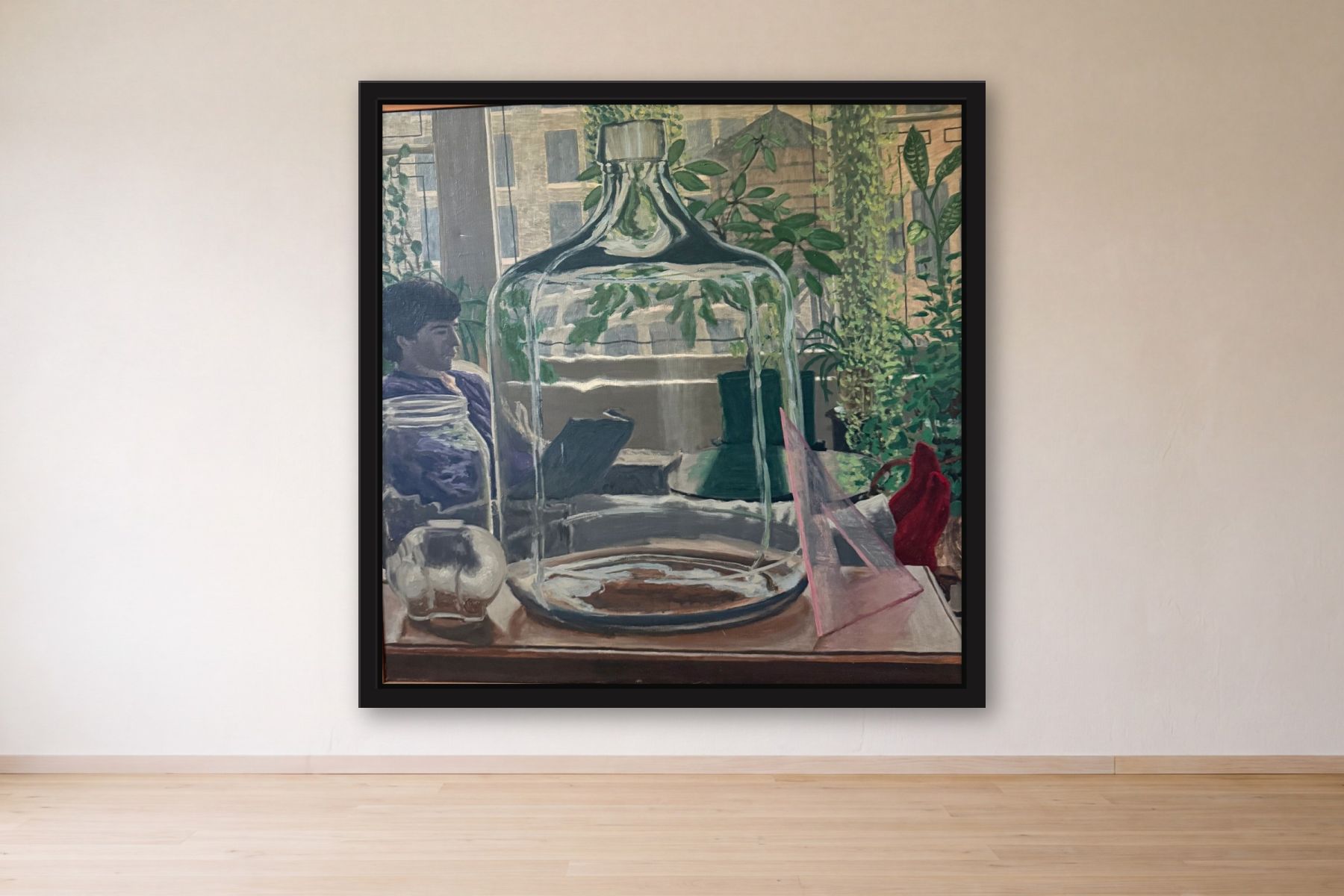 Green Jug by Bill Sullivan, framed on a gallery wall