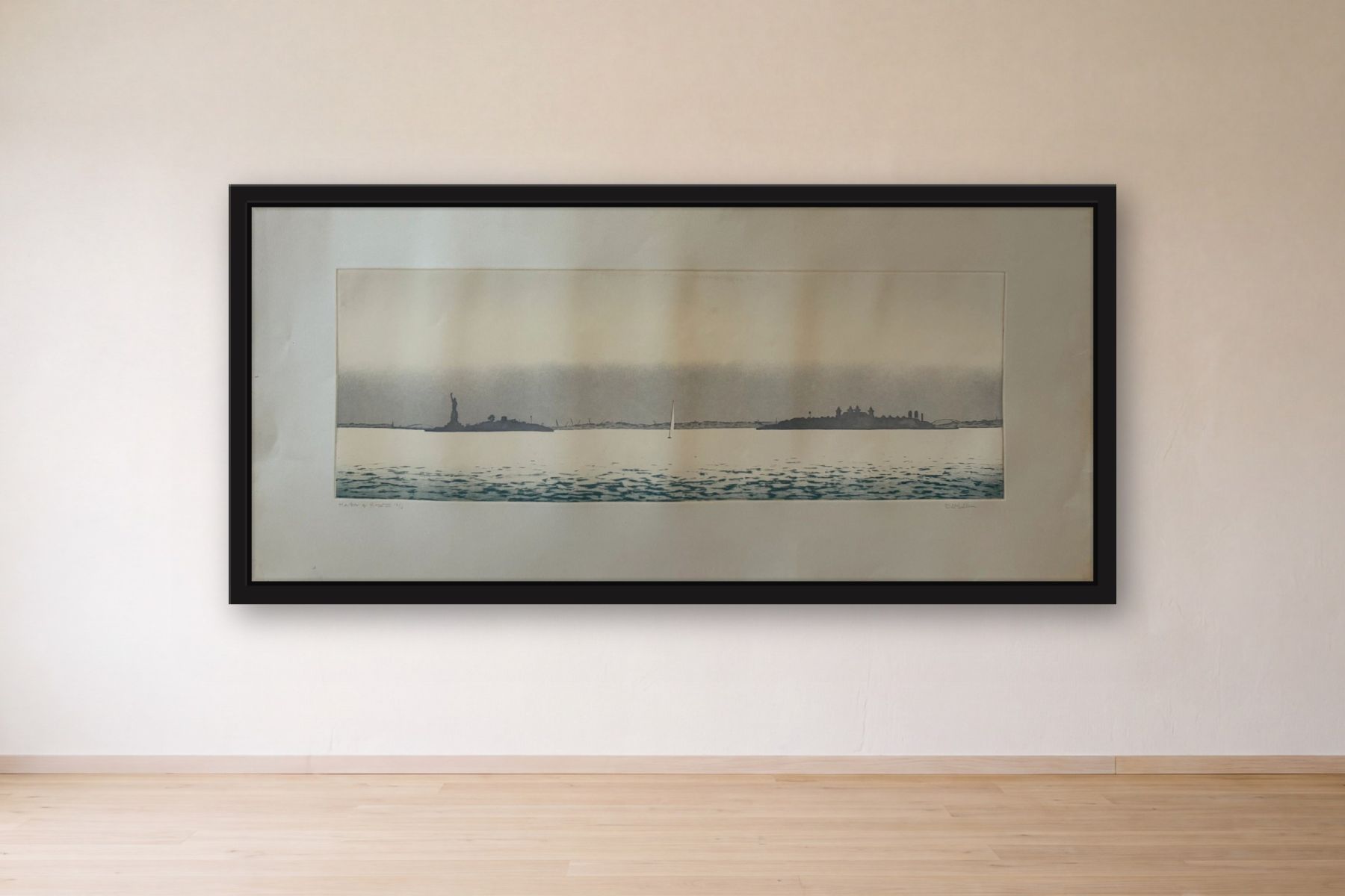 Harbor of Hope III by Bill Sullivan, framed on a gallery wall