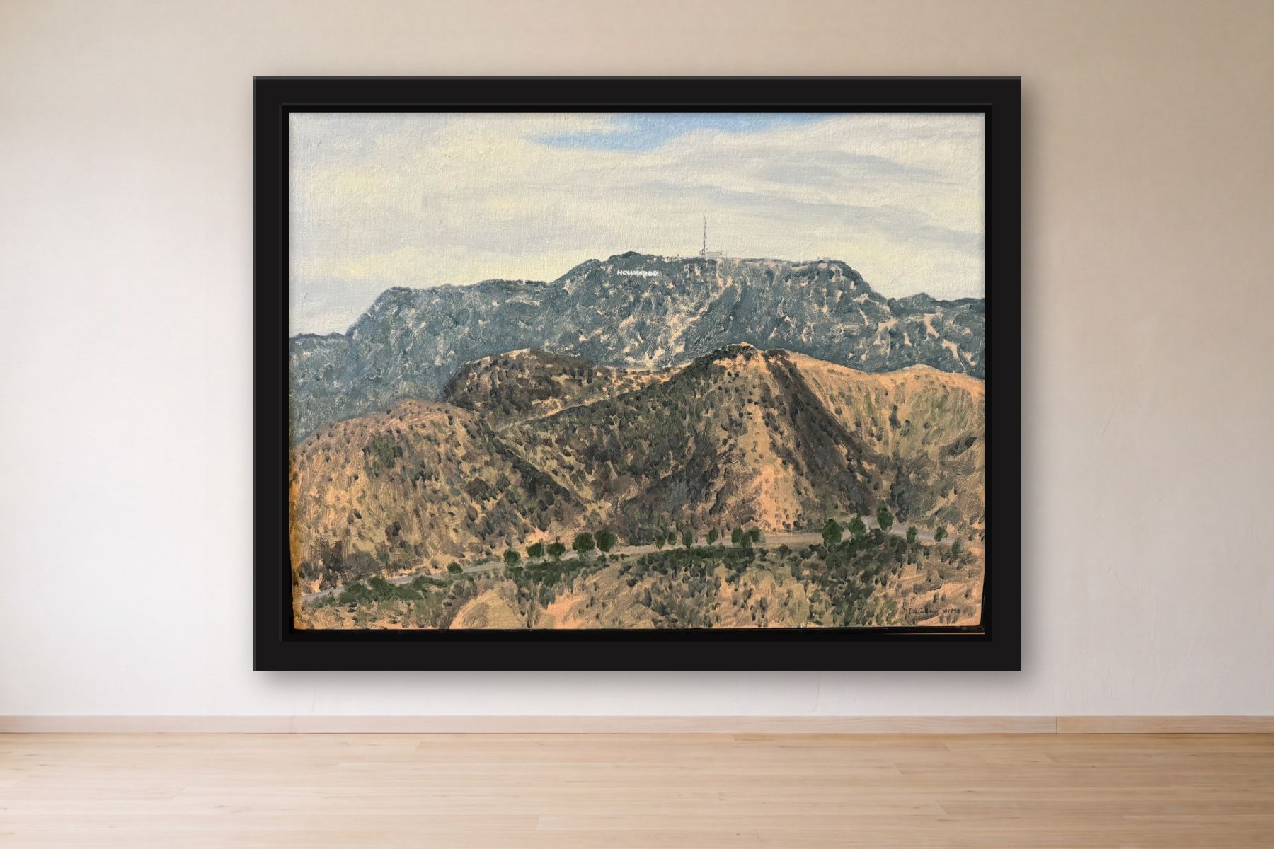 Hollywood by Bill Sullivan, framed on a gallery wall