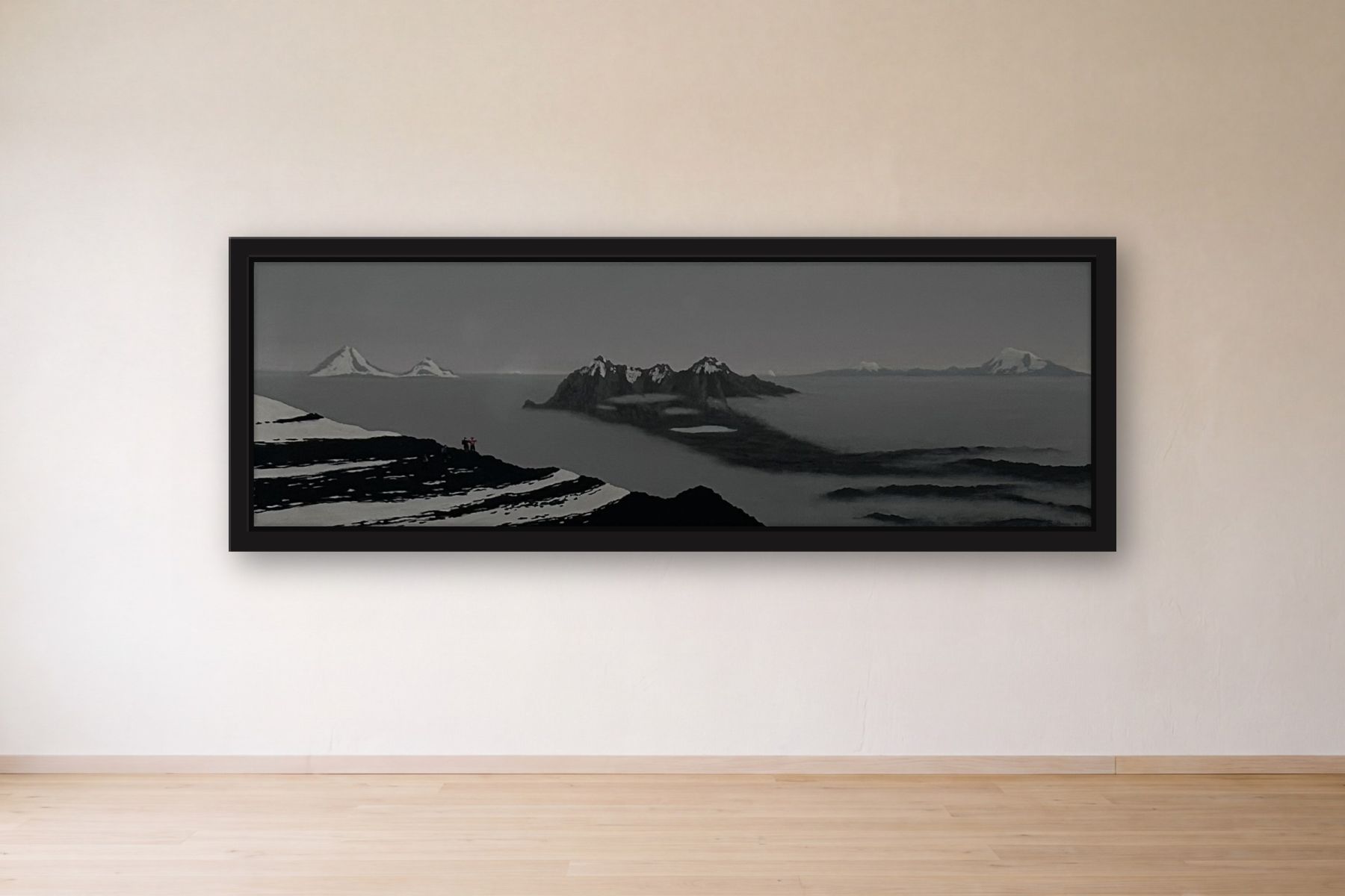 Ilinizas II by Bill Sullivan, framed on a gallery wall