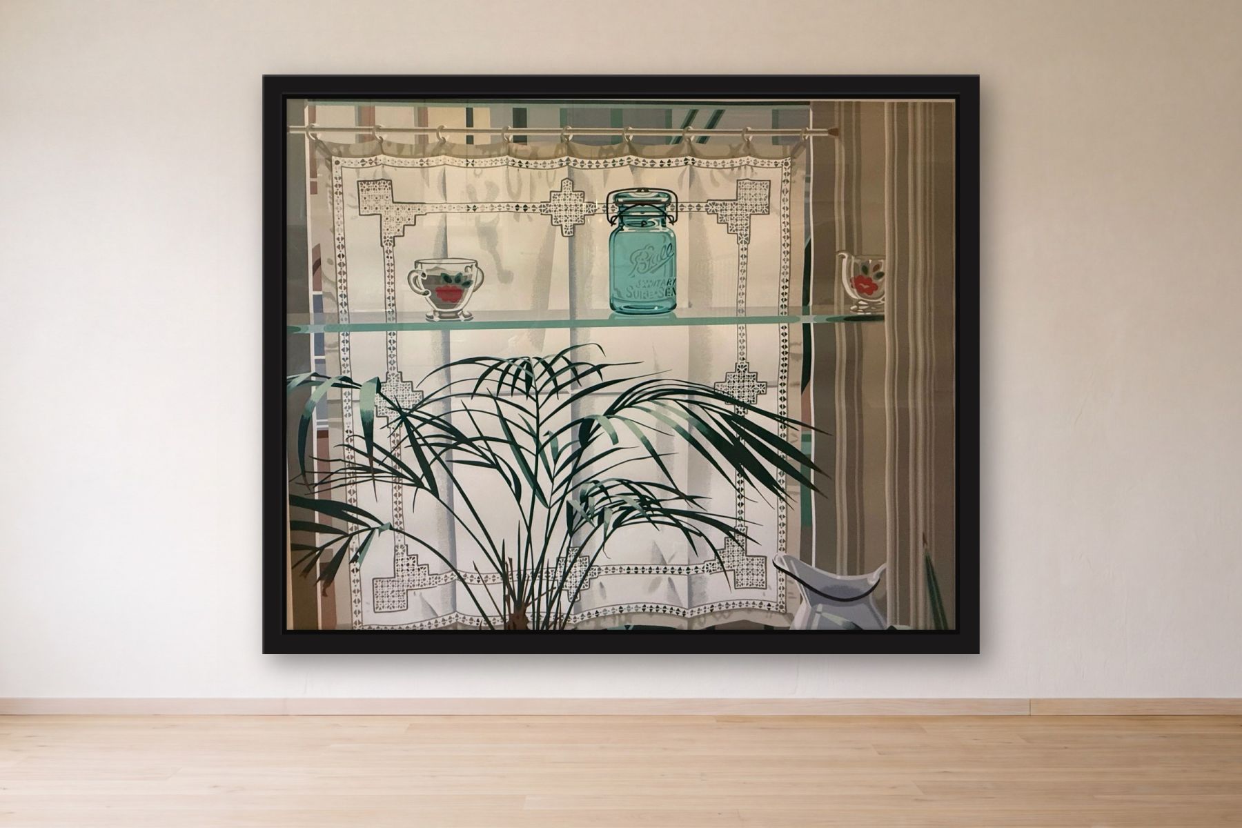 Lace Curtains by Nancy Haigan, framed on a gallery wall