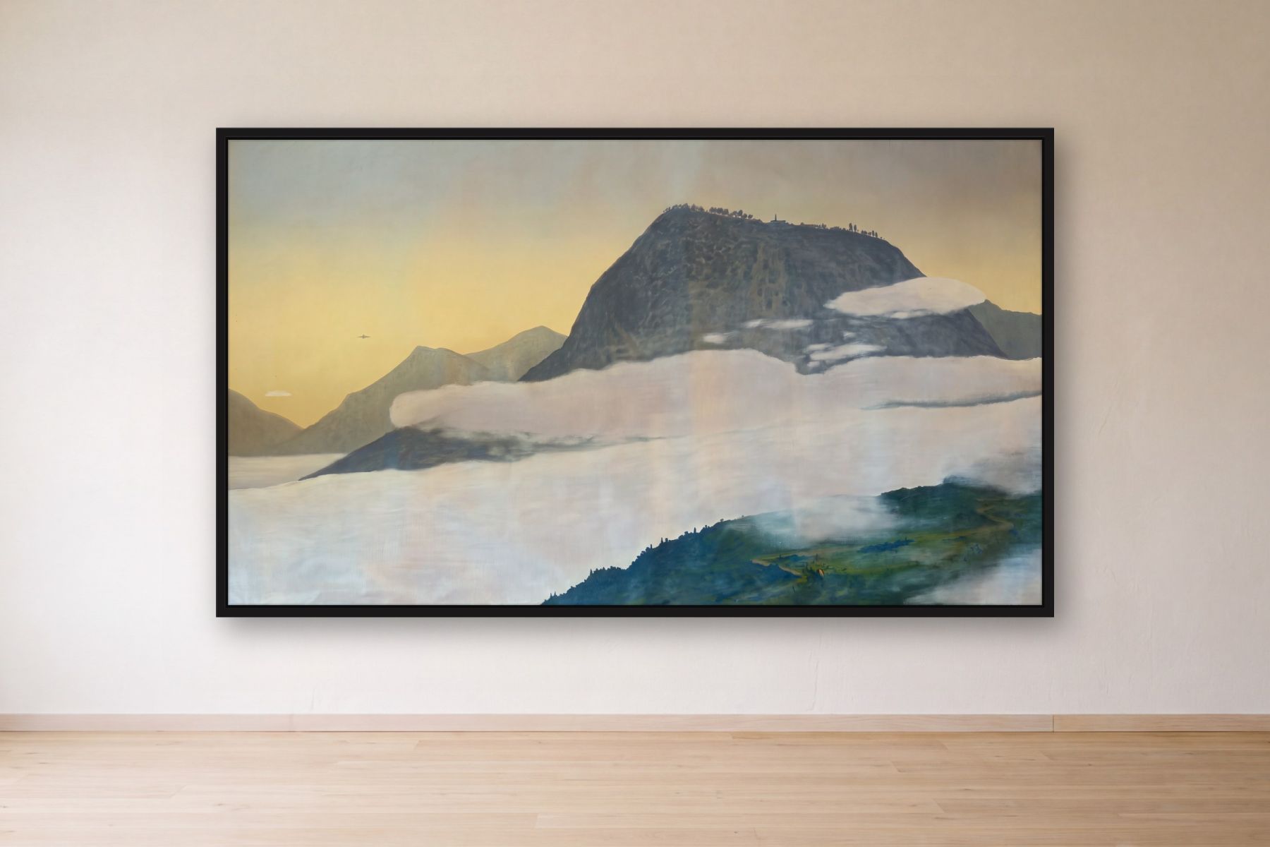 Monserrate by Bill Sullivan, framed on a gallery wall