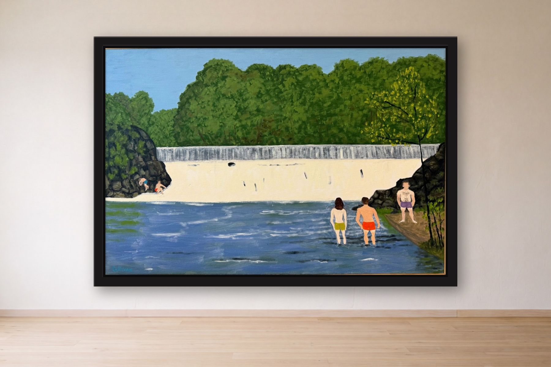 NY Lake by Bill Sullivan, framed on a gallery wall