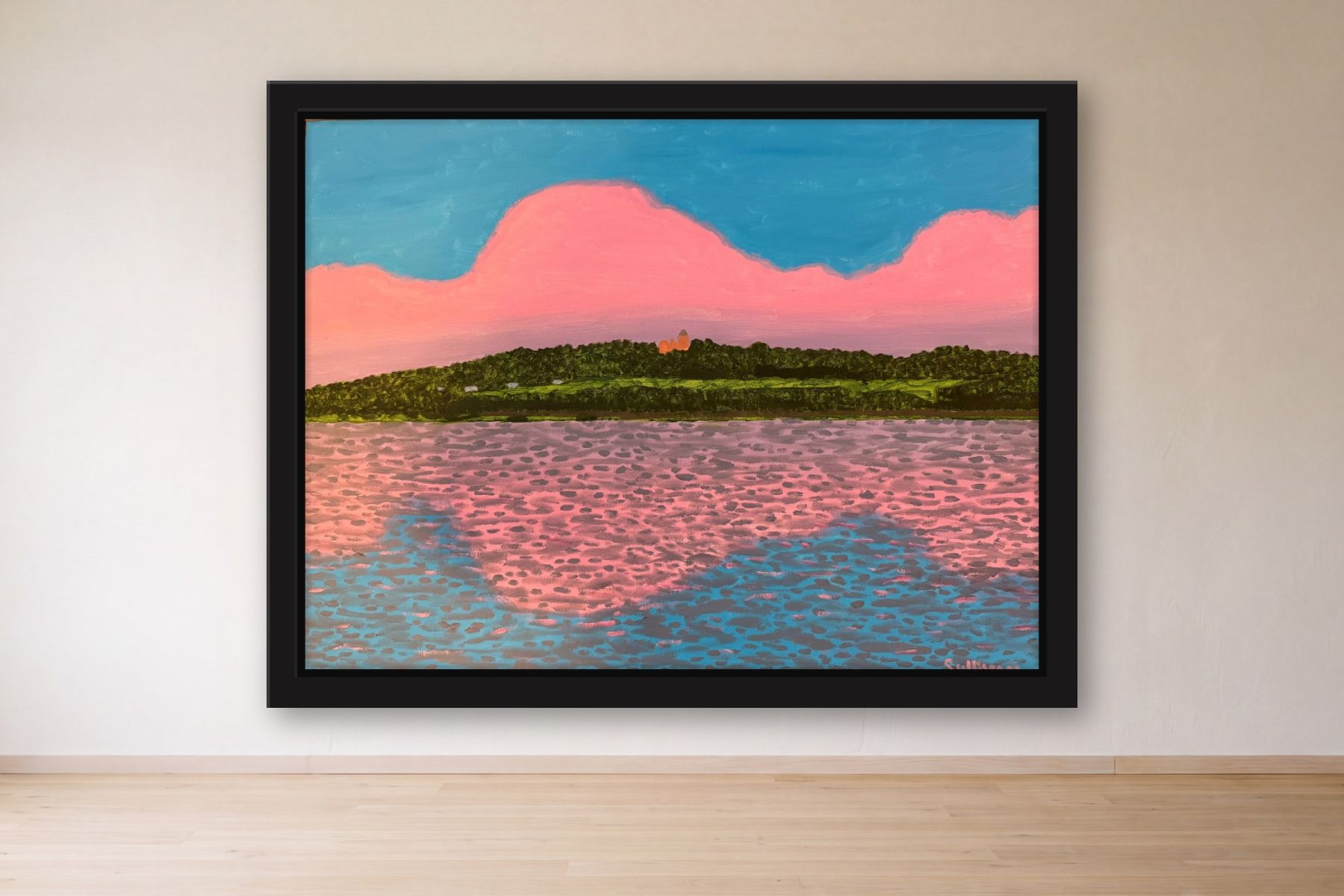 Olana from Catskills by Bill Sullivan, framed on a gallery wall