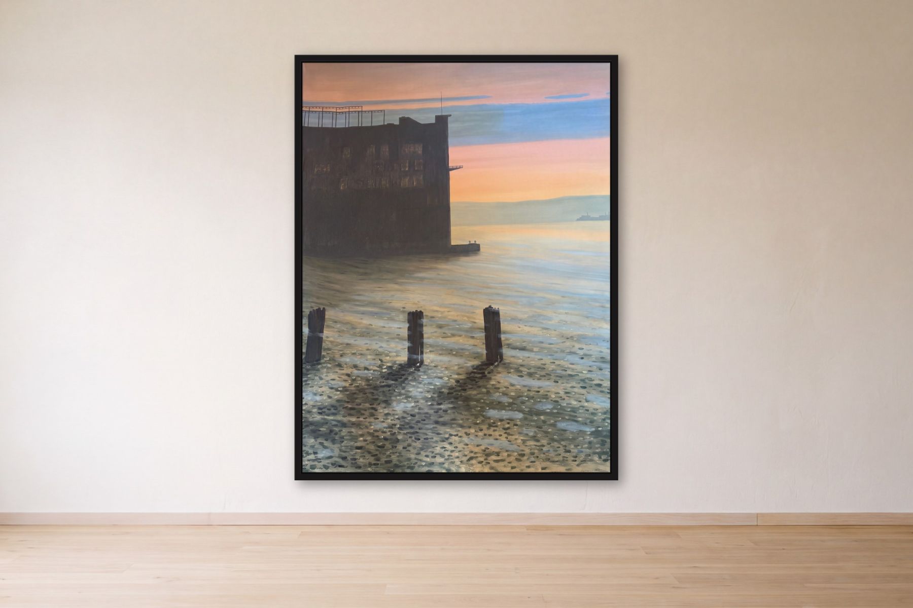 Old Pier in New York by Bill Sullivan, framed on a gallery wall