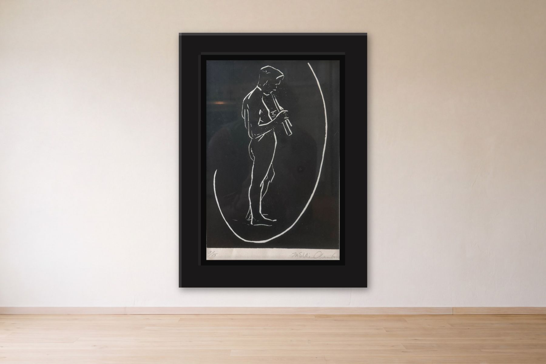 Piper by Mc Willie Chambers, framed on a gallery wall