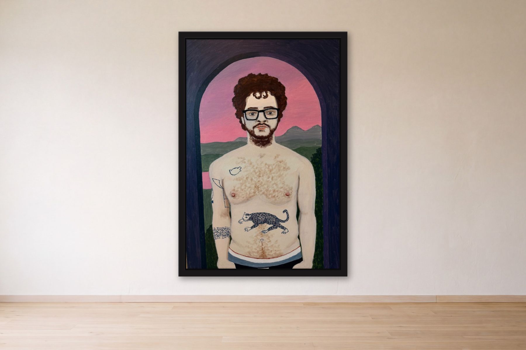 Puma by Bill Sullivan, framed on a gallery wall