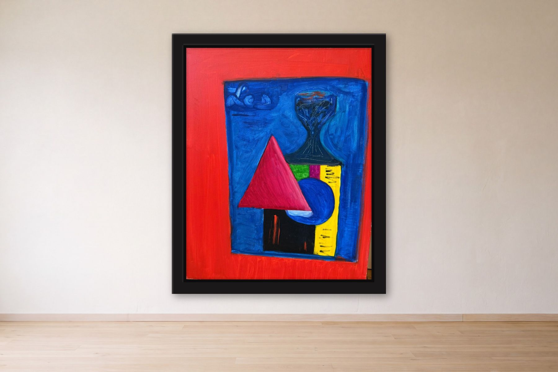 Red Triangle by Artist not recorded, framed on a gallery wall