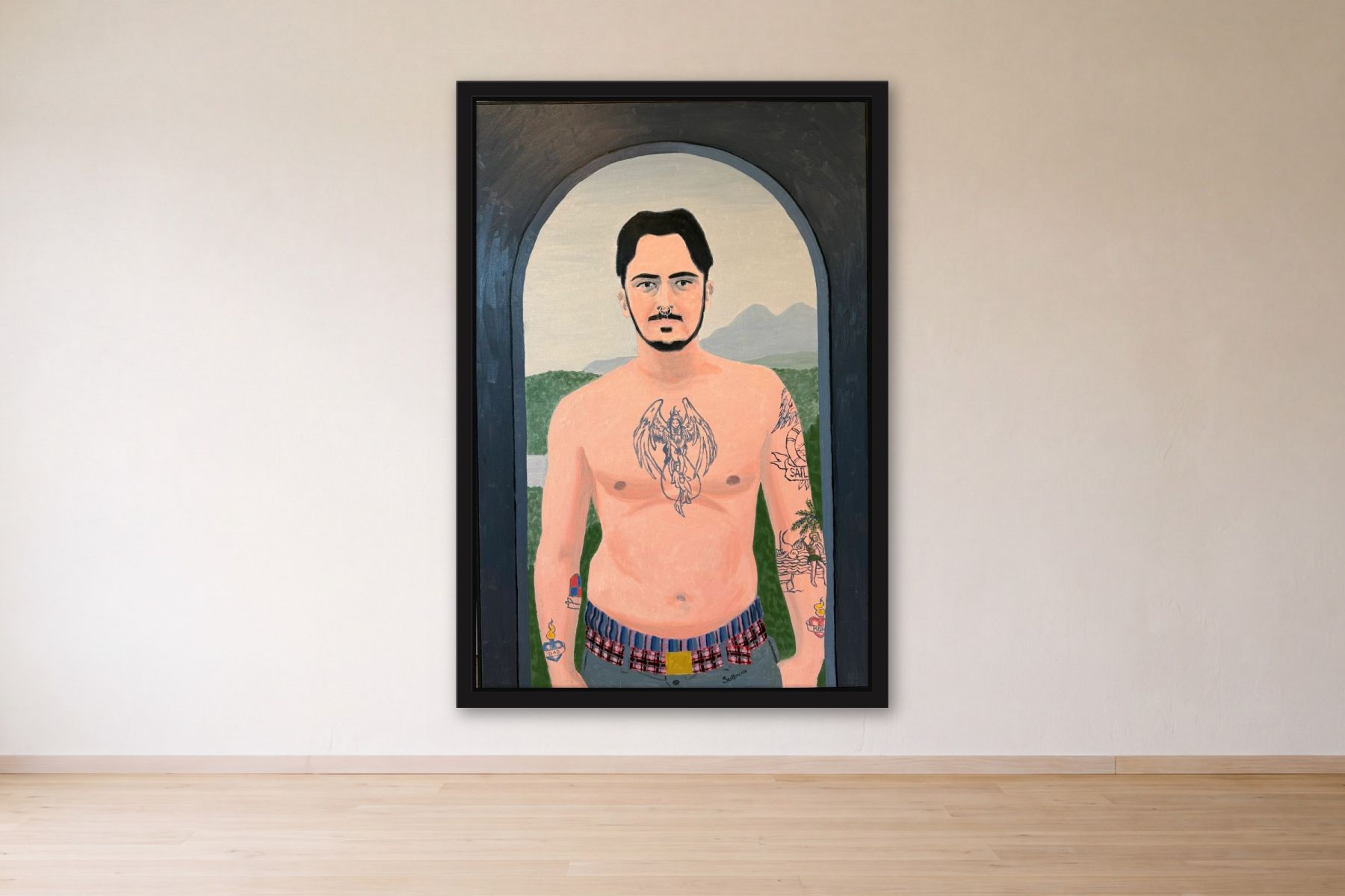 Sailor by Bill Sullivan, framed on a gallery wall