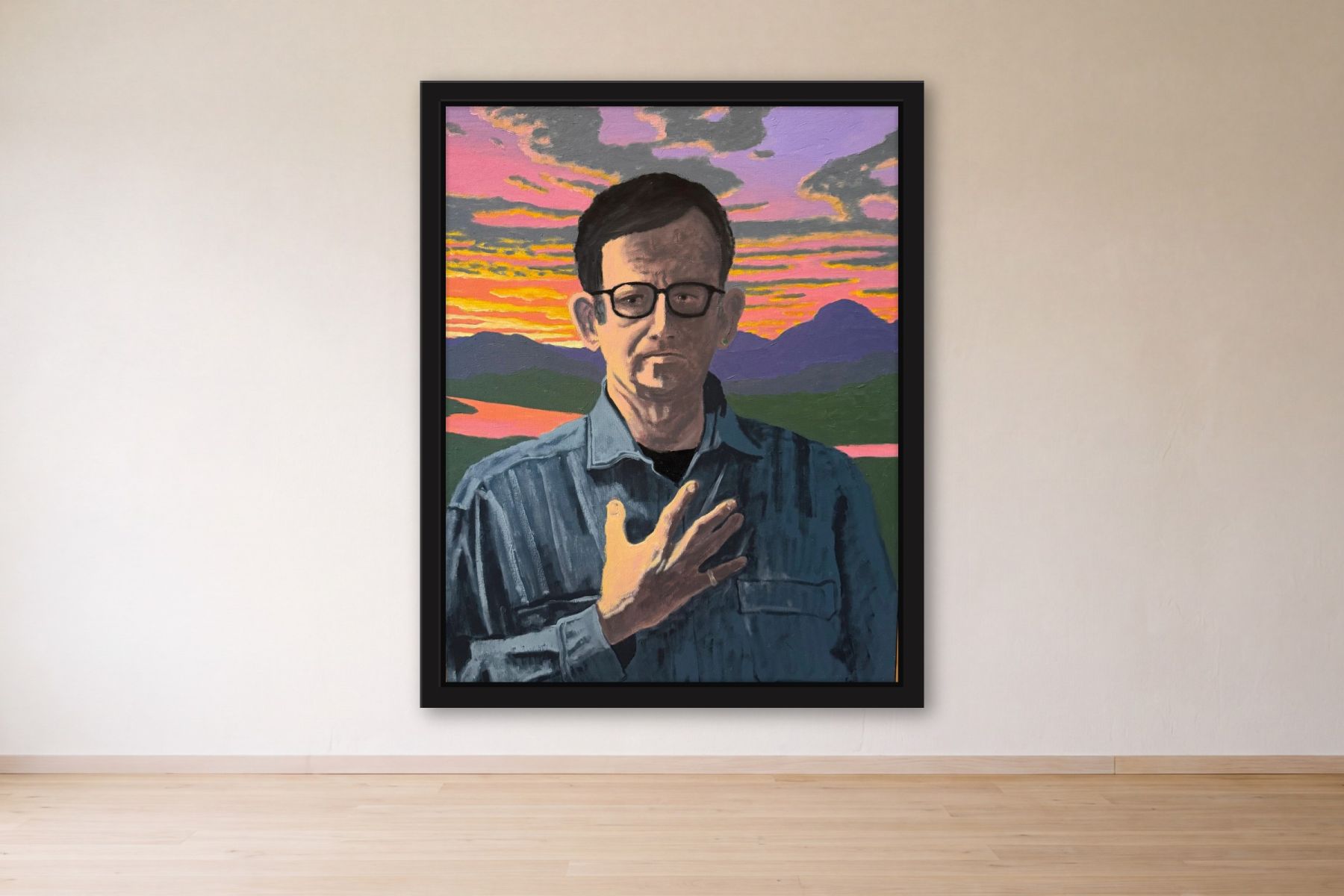 Self Portrait de Bill Sullivan, emoldurada em uma parede