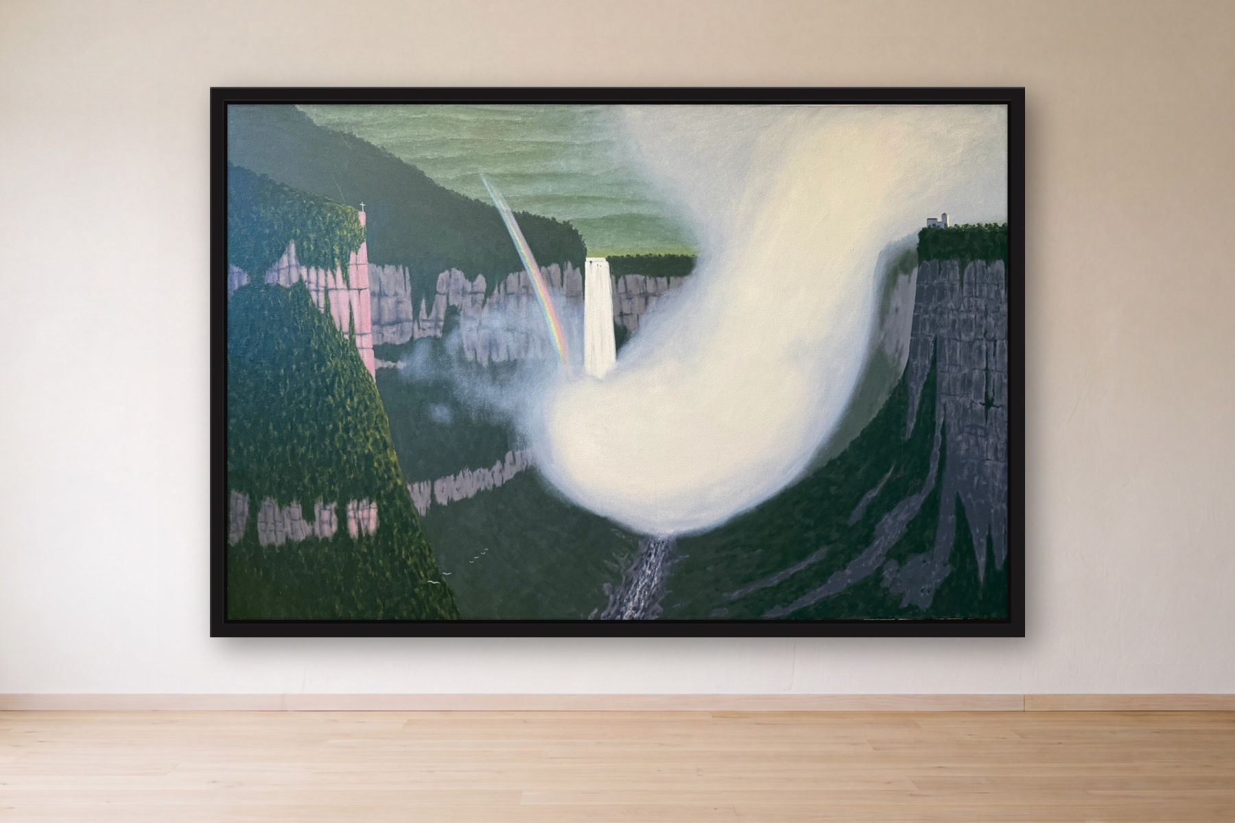 Tequendama by Bill Sullivan, framed on a gallery wall