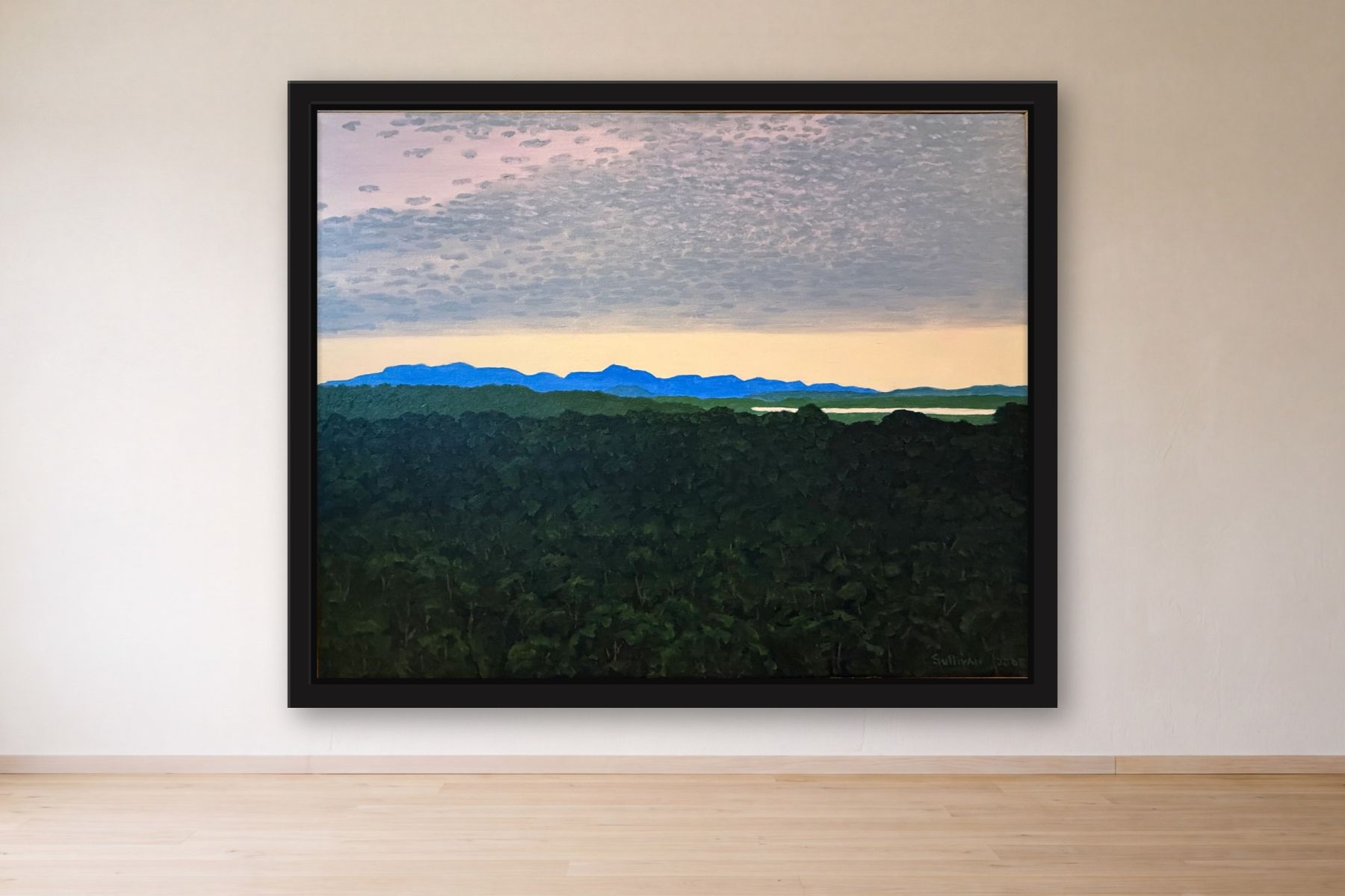 Thinking of Friedrich by Bill Sullivan, framed on a gallery wall