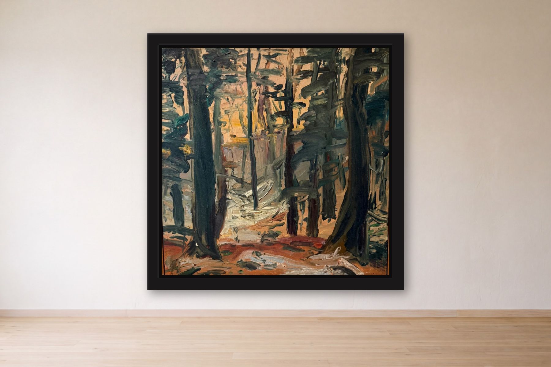 Trees by Artist not recorded, framed on a gallery wall