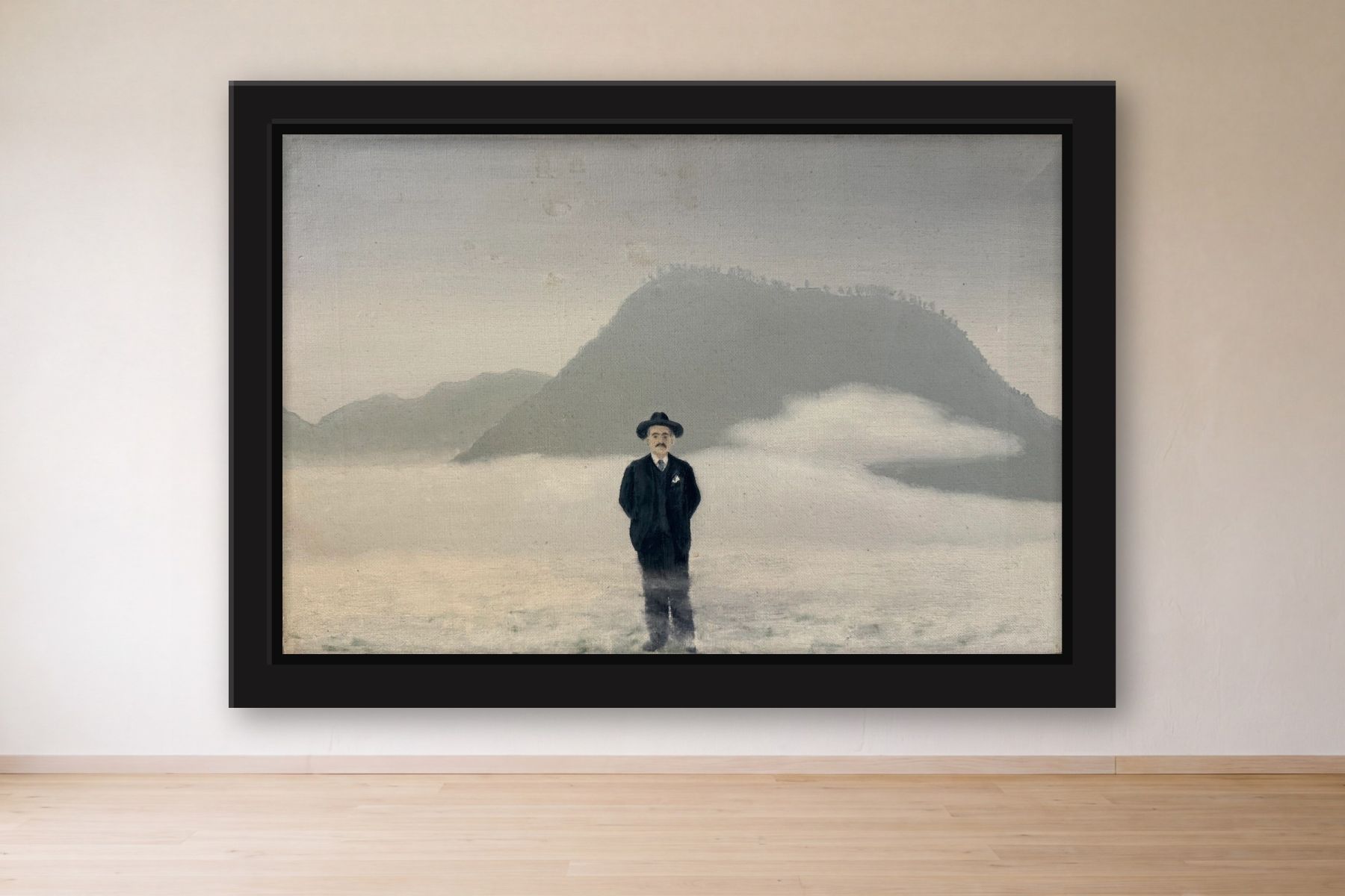 Untitled, signed on back by Bill Sullivan, framed on a gallery wall