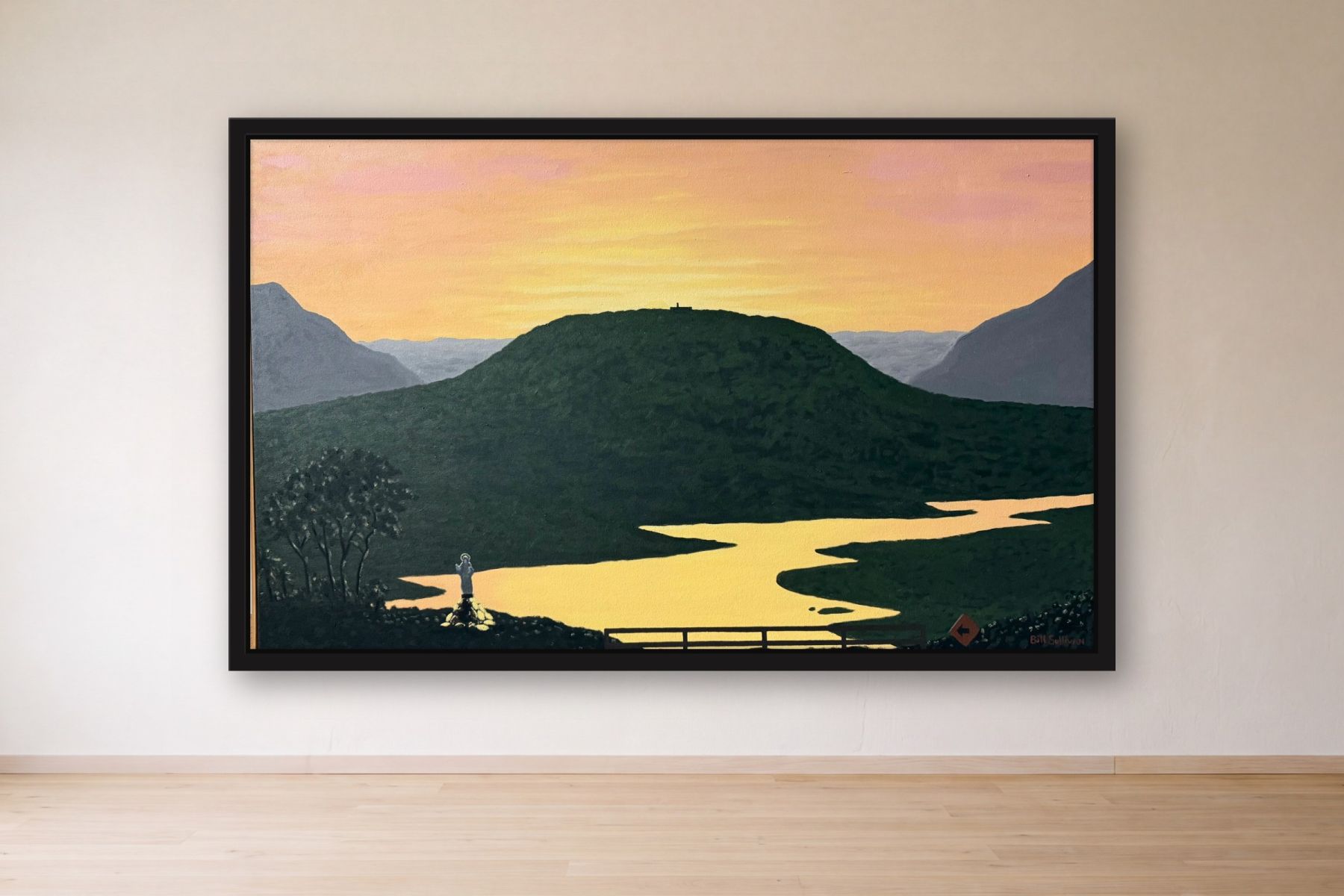 Virgin of the Motorist by Bill Sullivan, framed on a gallery wall