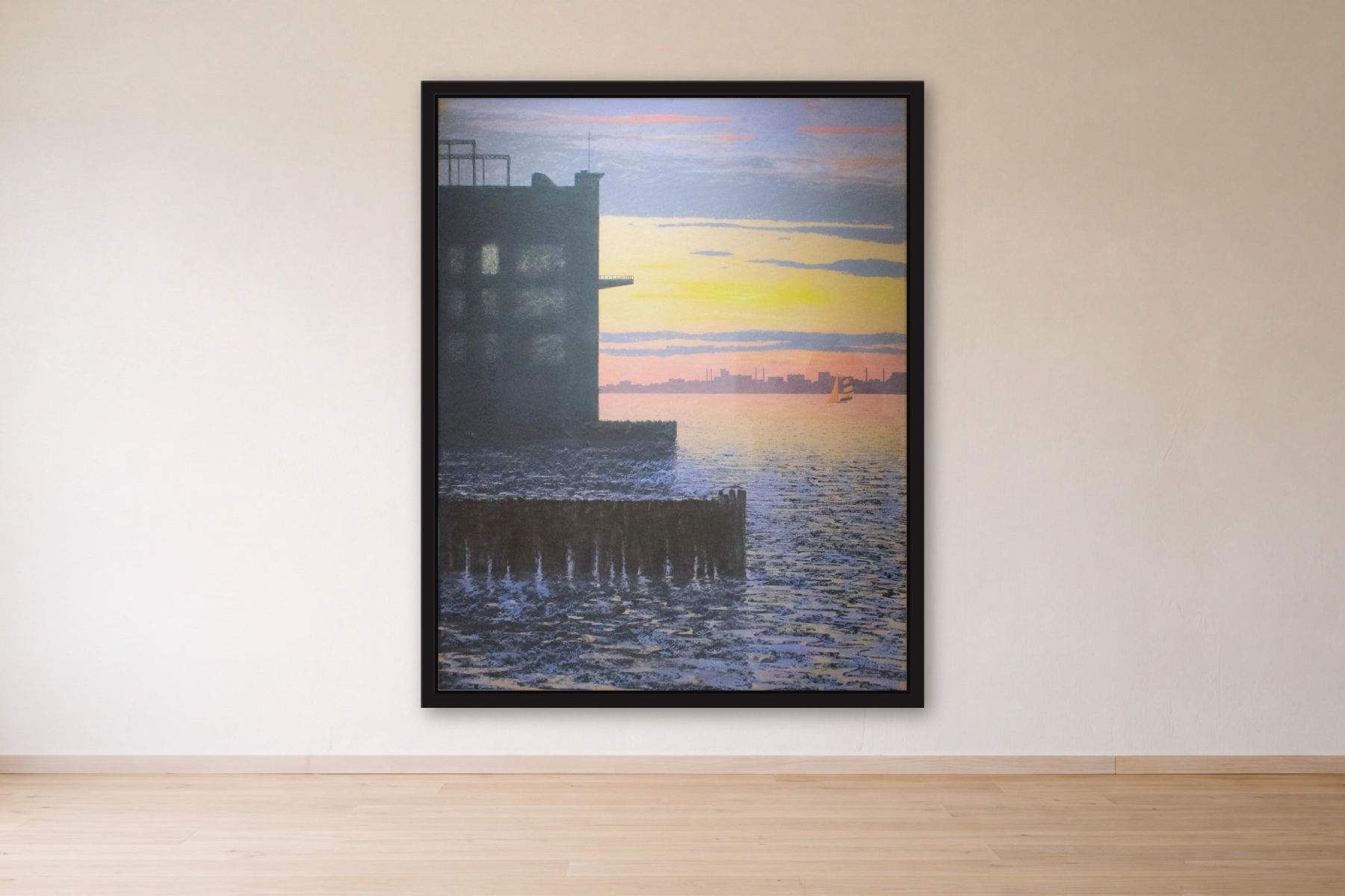Wehawkin Mlonga by Bill Sullivan, framed on a gallery wall